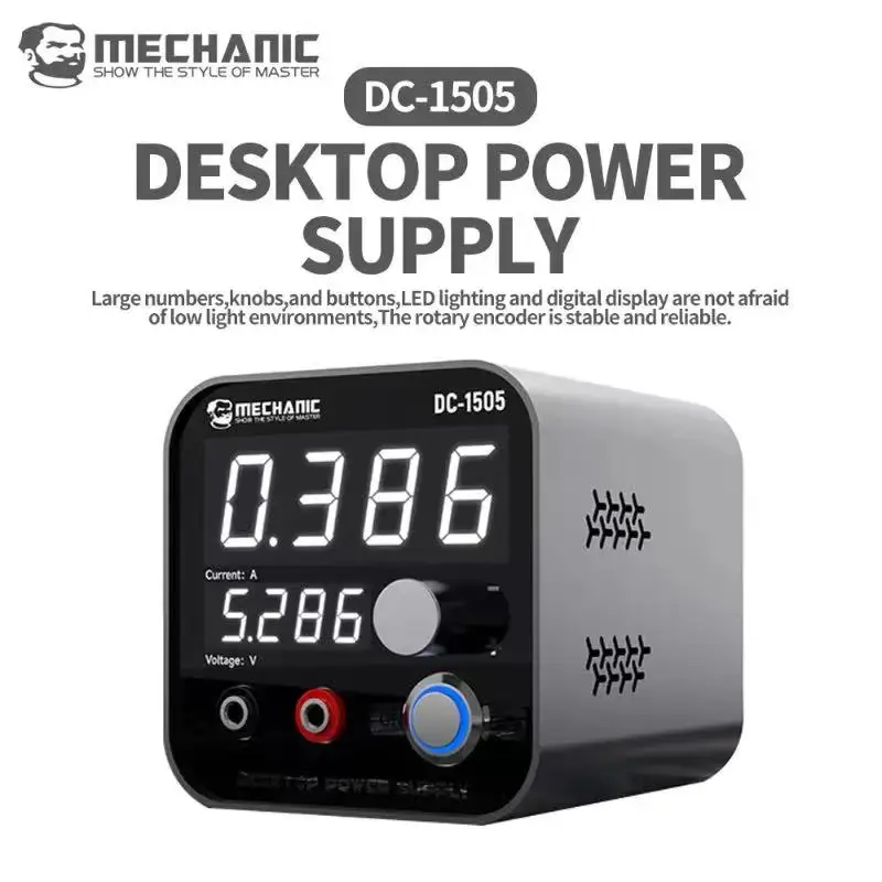 MECHANIC DC-1505 Настольный источник питания с регулируемым переключением, регулируемый постоянный ток, защита от короткого замыкания для тестирования печатной платы телефона, инструмент для ремонта
MECHANIC DC-1505 Настольный источник питания с регулируемым переключением, регулируемый постоянный ток, защита от короткого замыкания для тестирования печатной платы телефона, инструмент для ремонта