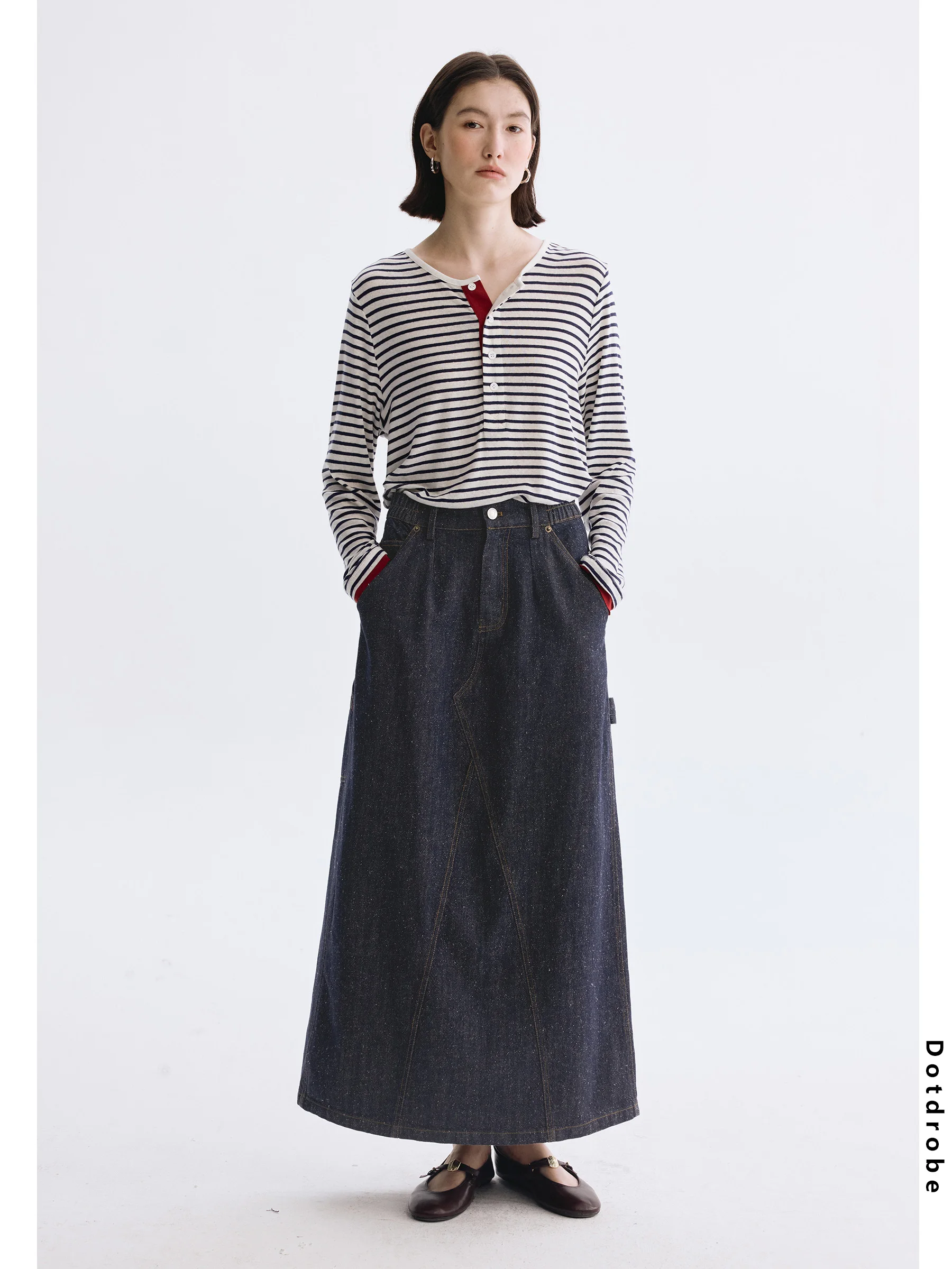 DotDrobe Vintage Colored Yarn Pure Cotton f Elastic Waist Denim Skirt Spring Summer Wa Soft A-Line Skirt for Women
DotDrobe Vintage Colored Yarn Pure Cotton f Elastic Waist Denim Skirt Spring Summer Wa Soft A-Line Skirt for Women