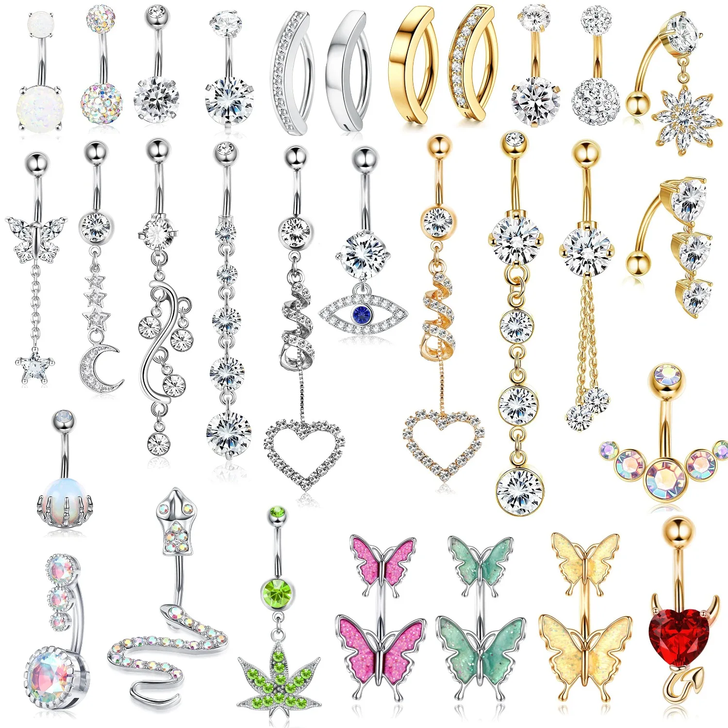 Bobisty 1 Piece Dangle Belly Button Rings for Women 316L Stainless Steel Heart Clear CZ Barbell Belly Ring Piercing Body Jewelry
Bobisty 1 Piece Dangle Belly Button Rings for Women 316L Stainless Steel Heart Clear CZ Barbell Belly Ring Piercing Body Jewelry