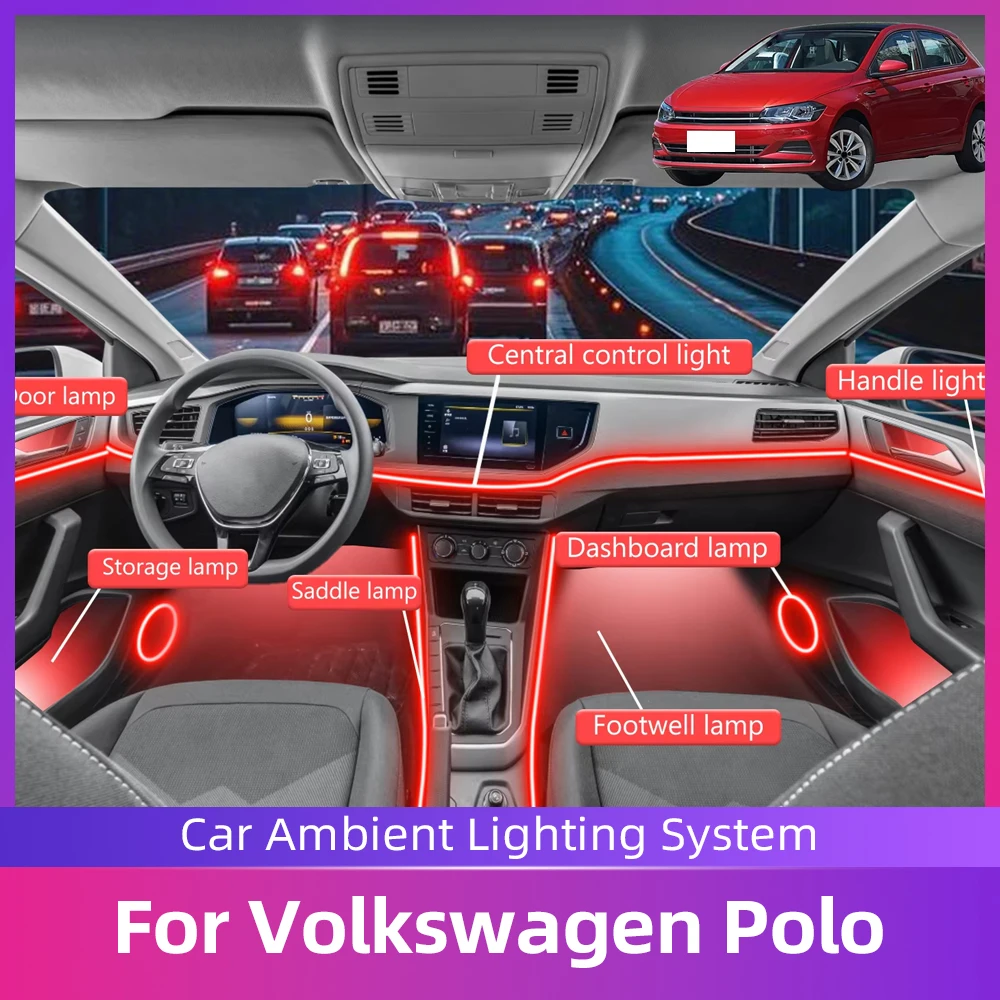 Декоративная подсветка салона для Volkswagen Polo, RGB, 64 цвета, светодиодная, с умным пультом ДУ, для улучшения впечатлений от вождения
Декоративная подсветка салона для Volkswagen Polo, RGB, 64 цвета, светодиодная, с умным пультом ДУ, для улучшения впечатлений от вождения