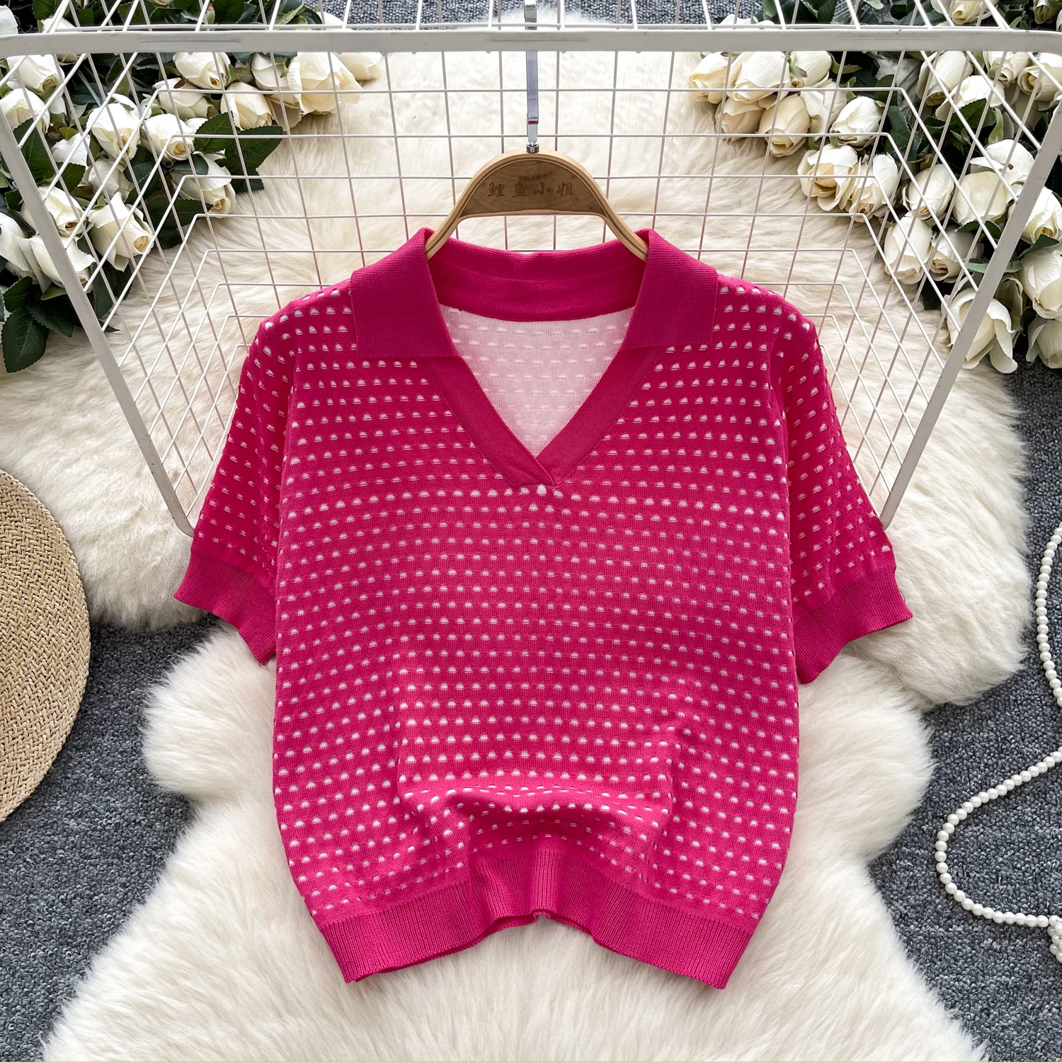 Chic Polka dot Slim Knit Blouse Korean Fashion Pleated Crop Top Sexy Shirt Hotsweet Women Clothes
Chic Polka dot Slim Knit Blouse Korean Fashion Pleated Crop Top Sexy Shirt Hotsweet Women Clothes