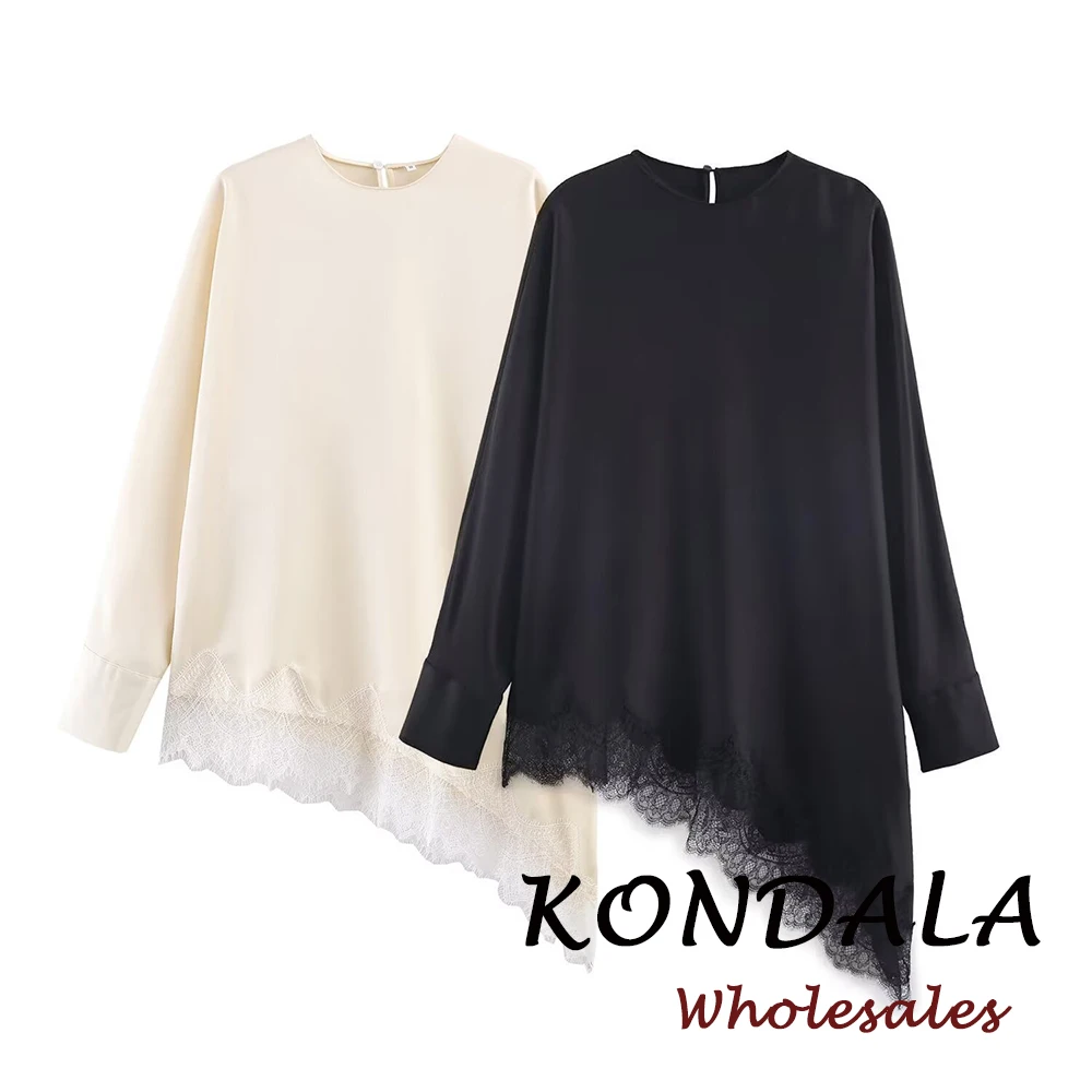 KONDALA шикарная однотонная сексуальная модная асимметричная блузка 2025 с круглым вырезом, кружевная элегантная рубашка на пуговицах, повседневная свободная женская рубашка с длинным рукавом
KONDALA шикарная однотонная сексуальная модная асимметричная блузка 2025 с круглым вырезом, кружевная элегантная рубашка на пуговицах, повседневная свободная женская рубашка с длинным рукавом