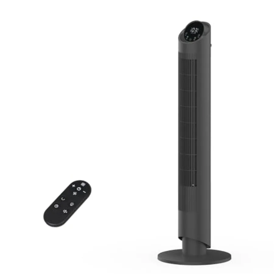 Bedroom tower fan, ABS plastic, black, 90 oscillation, 28dB ultra quiet, bladeless design, 3 speeds, 4 modes, 12H timer, remote
Bedroom tower fan, ABS plastic, black, 90 oscillation, 28dB ultra quiet, bladeless design, 3 speeds, 4 modes, 12H timer, remote