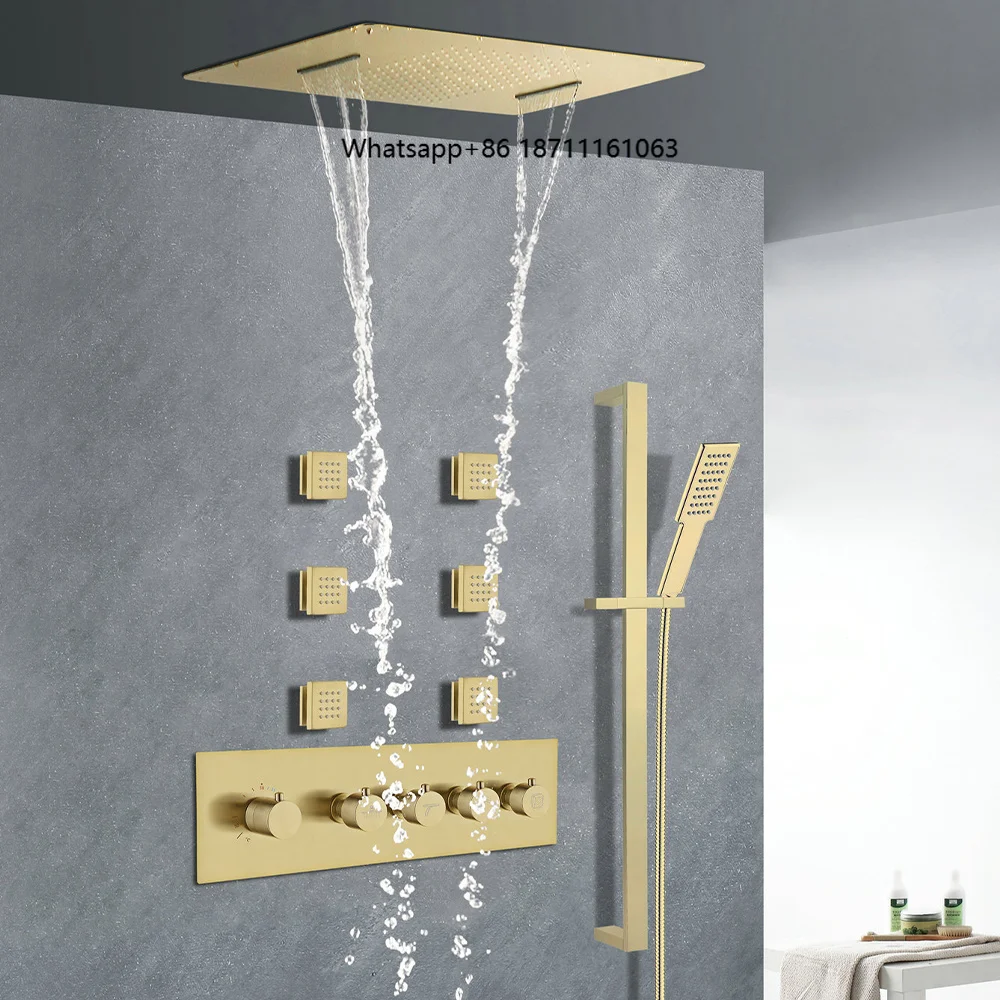 High-end Bathroom Ceiling Shower Set 580*500MM Rain Shower Head With Thermostatic Diverter Mixer Faucets
High-end Bathroom Ceiling Shower Set 580*500MM Rain Shower Head With Thermostatic Diverter Mixer Faucets