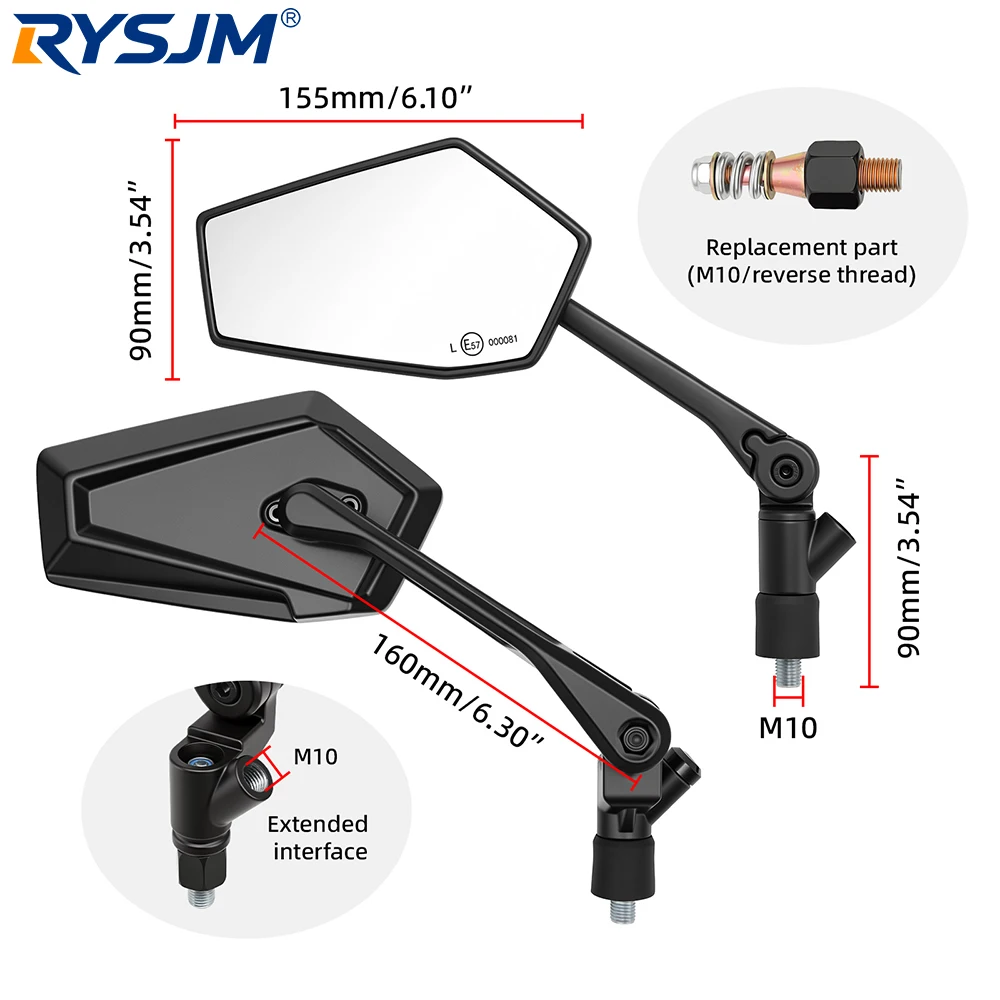 Motorcycle M10 Bolt Rear View Mirror 360° Rotatable Handlebar Mirror Motorbike Side Mirror Universal For Bicycle E-Bike Scooter
Motorcycle M10 Bolt Rear View Mirror 360° Rotatable Handlebar Mirror Motorbike Side Mirror Universal For Bicycle E-Bike Scooter