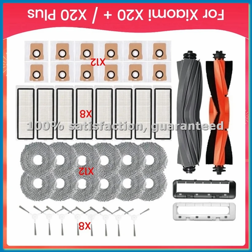 Комплект из 44 предметов: фильтр-щетка, мешок для сбора пыли, салфетка для мытья полов и чехол для основной щетки для пылесоса X20+ X20 Plus, сменные запчасти-A69M
Комплект из 44 предметов: фильтр-щетка, мешок для сбора пыли, салфетка для мытья полов и чехол для основной щетки для пылесоса X20+ X20 Plus, сменные запчасти-A69M