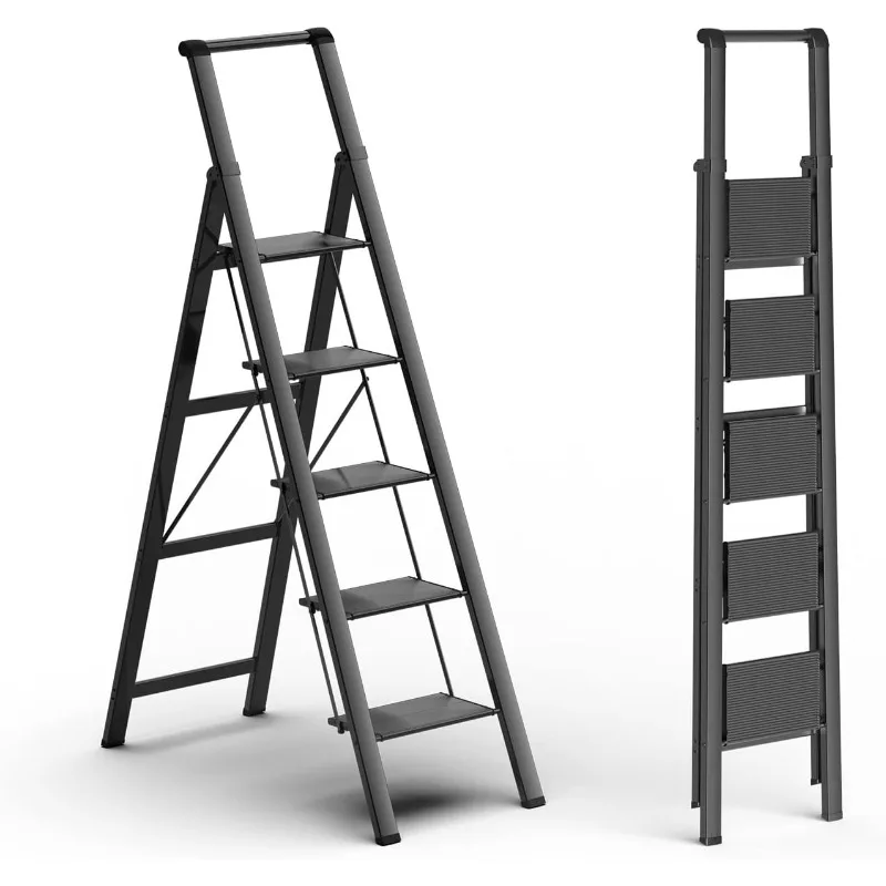 5 Step Ladder Folding Step Stool Stepladders with Anti-Slip and Wide Pedal for Home and Kitchen Use Space Saving (Black)
5 Step Ladder Folding Step Stool Stepladders with Anti-Slip and Wide Pedal for Home and Kitchen Use Space Saving (Black)