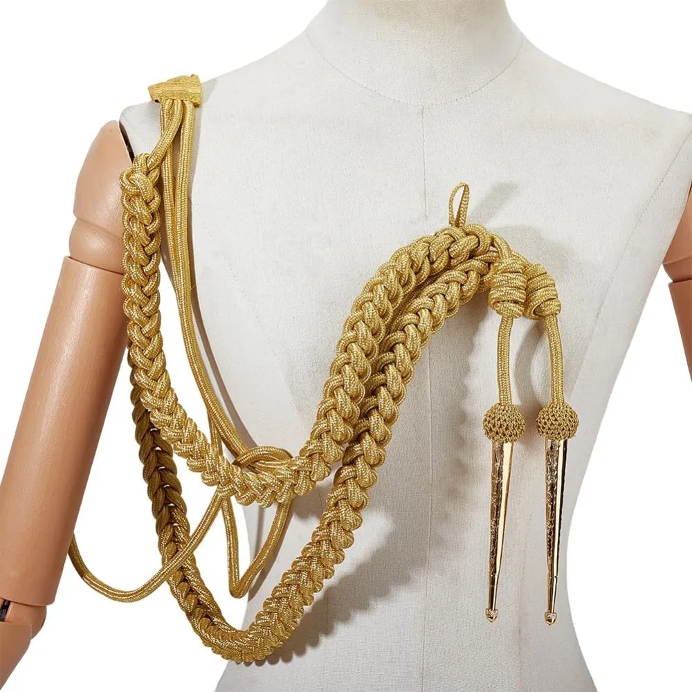 Shoulder Epaulets Aiguillette 34.25x9.06 inch Brass Tips Traditional Shoulder Cord Badge for Army and Stage Performance
Shoulder Epaulets Aiguillette 34.25x9.06 inch Brass Tips Traditional Shoulder Cord Badge for Army and Stage Performance