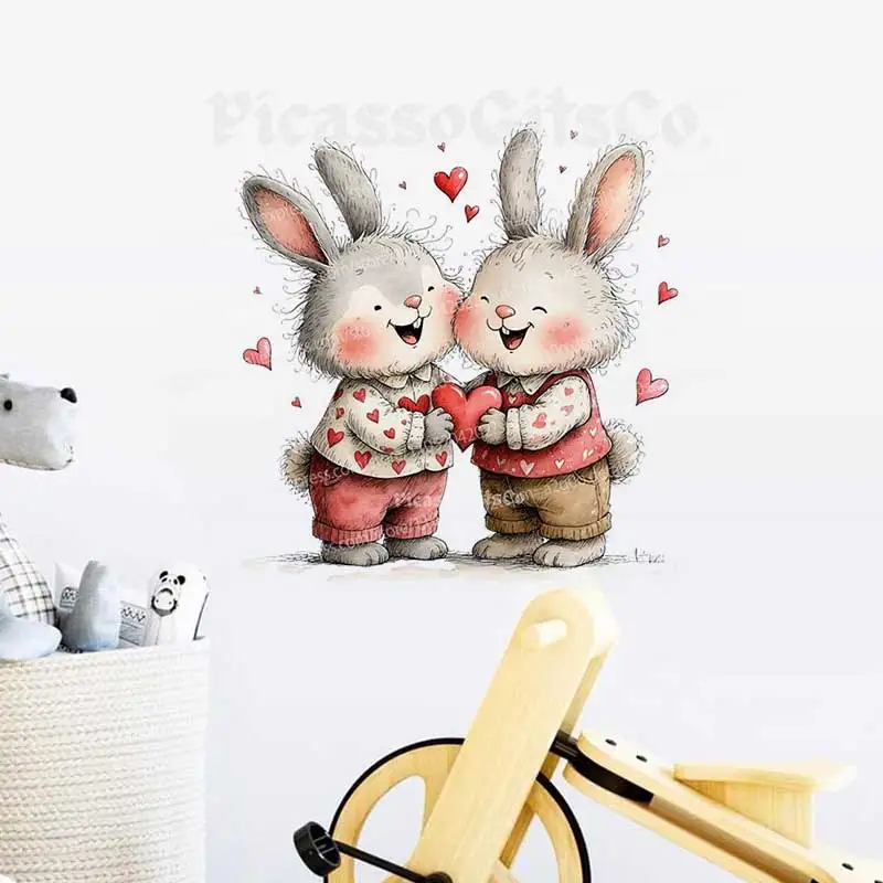 Watercolor Lover Rabbit Wall Stickers Art Decal Living Room Sofa Background Home Decoration Room Stickers AA296
Watercolor Lover Rabbit Wall Stickers Art Decal Living Room Sofa Background Home Decoration Room Stickers AA296