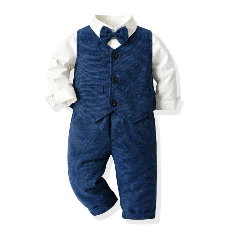 Children's autumn long sleeve cotton shirt waistcoat bow tie boy's trousers performance dress three-piece set
Children's autumn long sleeve cotton shirt waistcoat bow tie boy's trousers performance dress three-piece set