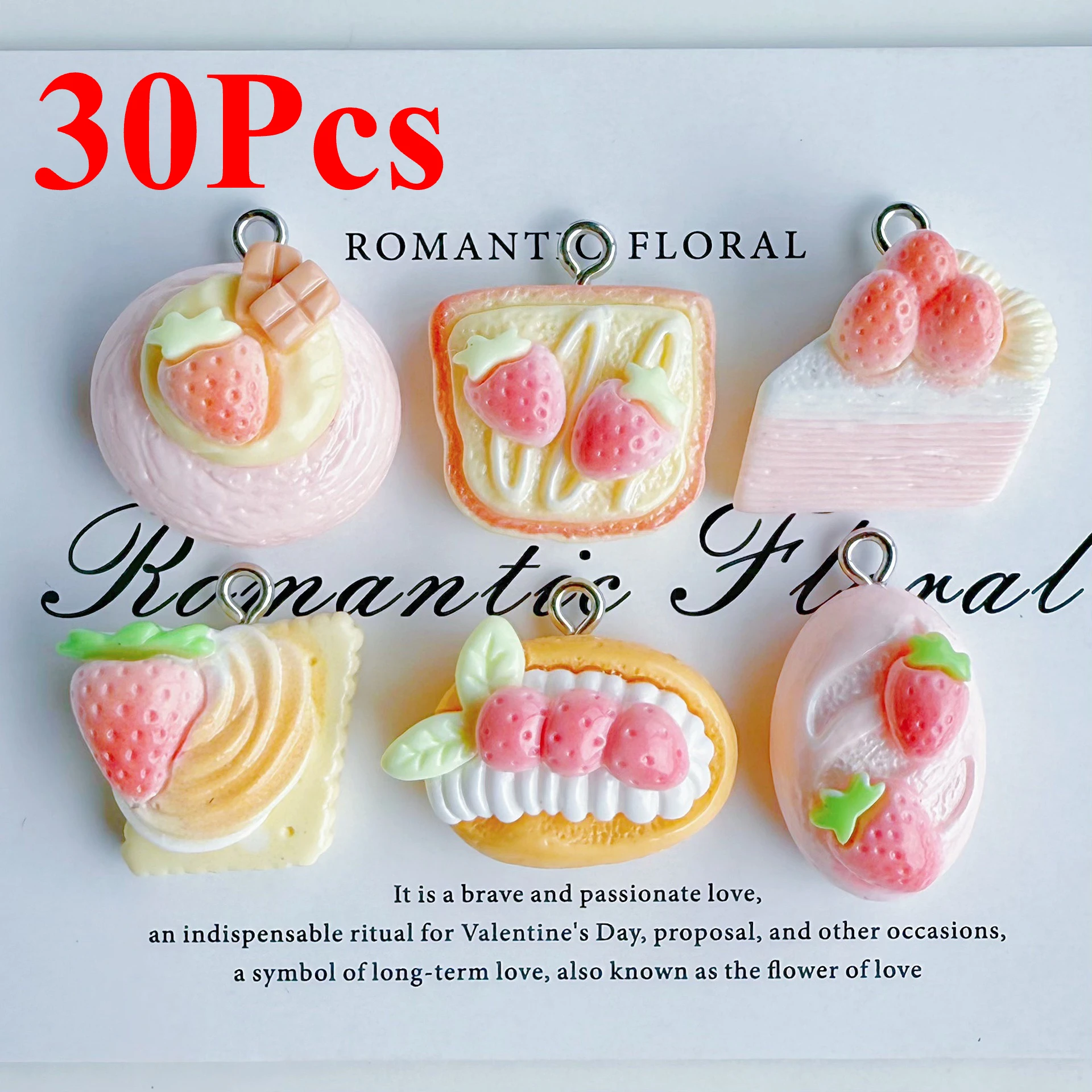 30Pcs Cartoon Strawberry Cake Resin Charms Accessories DIY Keychain Necklace Earrings Decorative Pendants for Jewelry Making
30Pcs Cartoon Strawberry Cake Resin Charms Accessories DIY Keychain Necklace Earrings Decorative Pendants for Jewelry Making