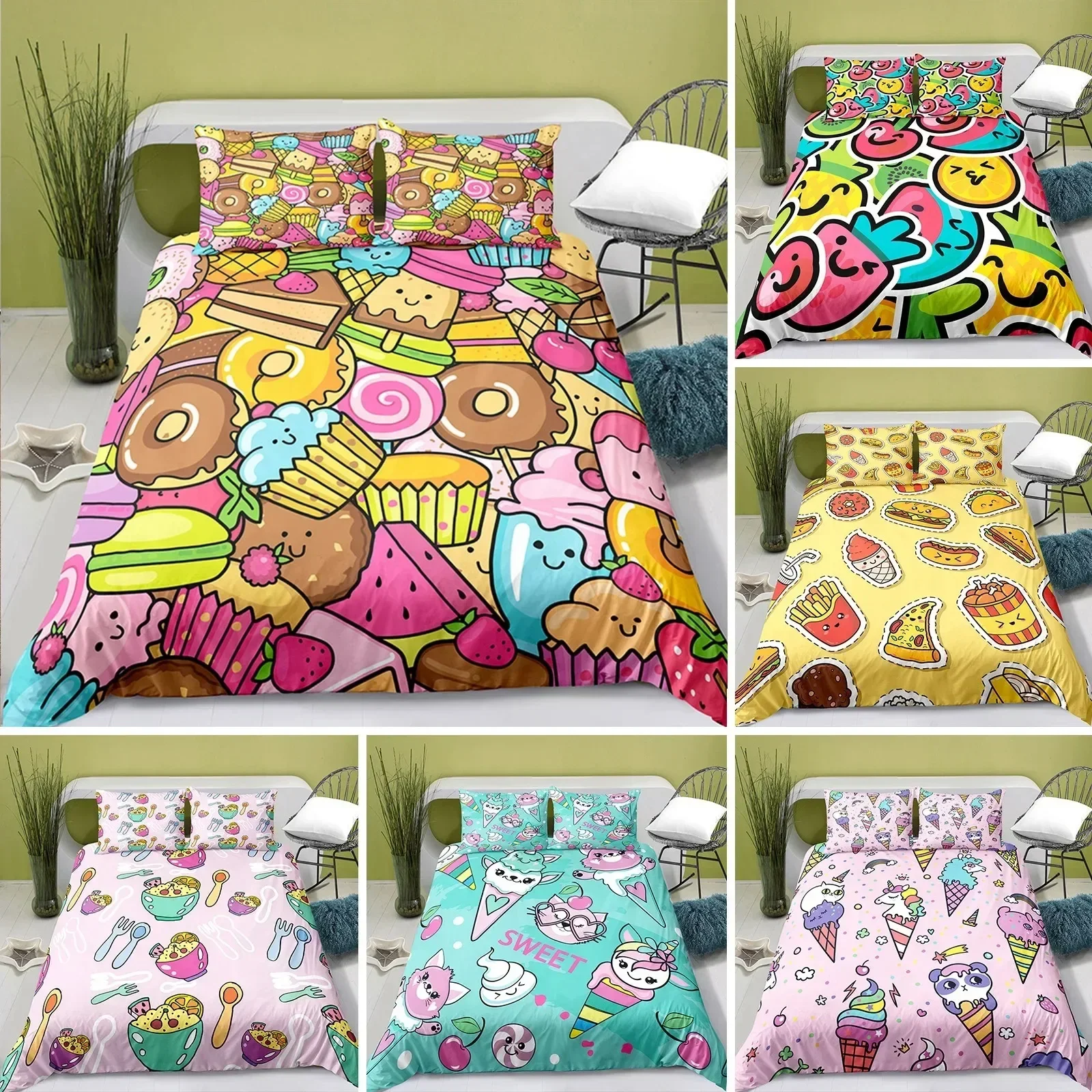 Lovely Cartoon Food King Queen Duvet Cover Pearl Milk Tea Bedding Set Kids Teens Adults Dessert Fries Cola Polyester Quilt Cover
Lovely Cartoon Food King Queen Duvet Cover Pearl Milk Tea Bedding Set Kids Teens Adults Dessert Fries Cola Polyester Quilt Cover