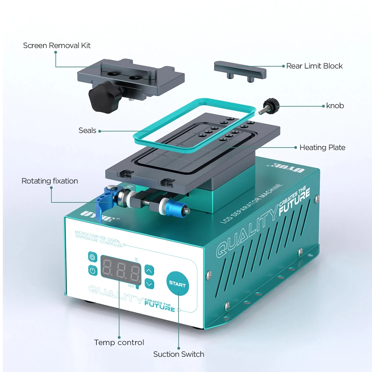 958S-2 7" 2-in-1 Curved Screen Separator, 400W 110V/220V Rotary Mobile Phone LCD Repair Tool
958S-2 7" 2-in-1 Curved Screen Separator, 400W 110V/220V Rotary Mobile Phone LCD Repair Tool