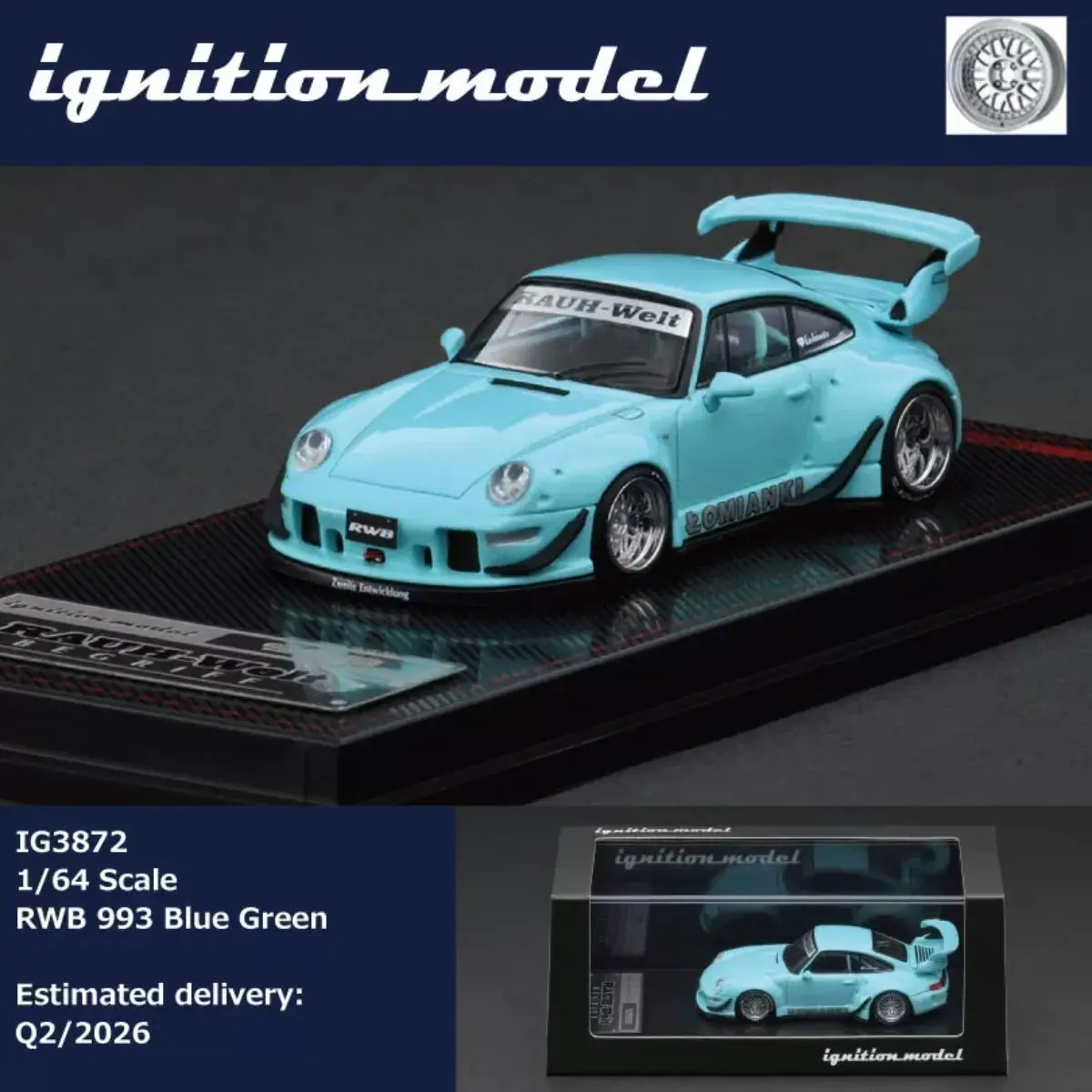 In Stock Ready To Ship Ignition Model 1:64 Porsche 911 RWB 993 "Blue Green" Diecast Model Car #IG3872
In Stock Ready To Ship Ignition Model 1:64 Porsche 911 RWB 993 "Blue Green" Diecast Model Car #IG3872