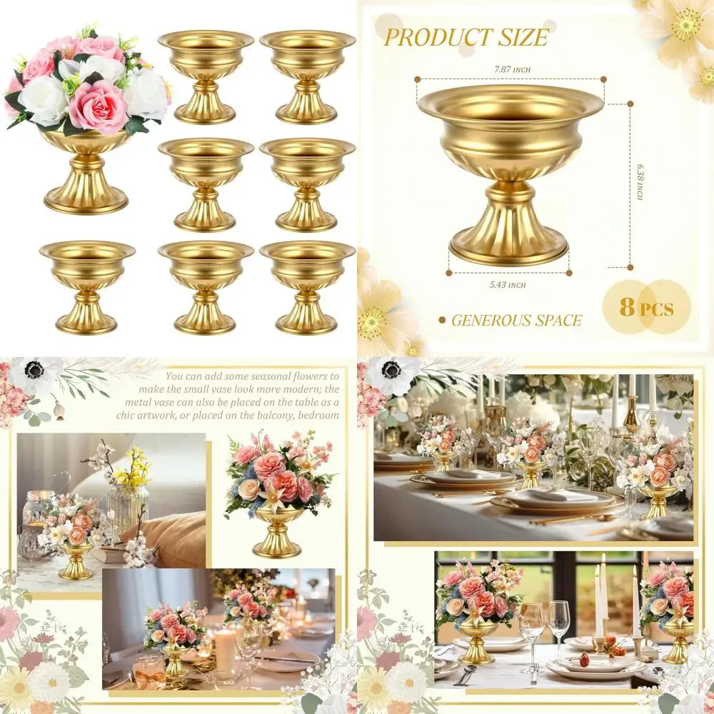 Золотые вазы оптом, 8 подставок для цветов в форме трубы, металлические вазы высотой 6,38 дюйма для свадебных центральных украшений, юбилейного декора, домашнего декора
Золотые вазы оптом, 8 подставок для цветов в форме трубы, металлические вазы высотой 6,38 дюйма для свадебных центральных украшений, юбилейного декора, домашнего декора