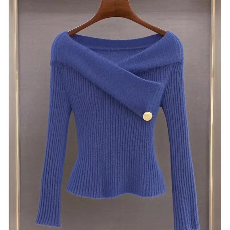Autumn Winter Advanced Feeling Commute Sweaters Temperament Elegant Slash Neck Pullovers Women Vintage Elastic Slim Jumper
Autumn Winter Advanced Feeling Commute Sweaters Temperament Elegant Slash Neck Pullovers Women Vintage Elastic Slim Jumper
