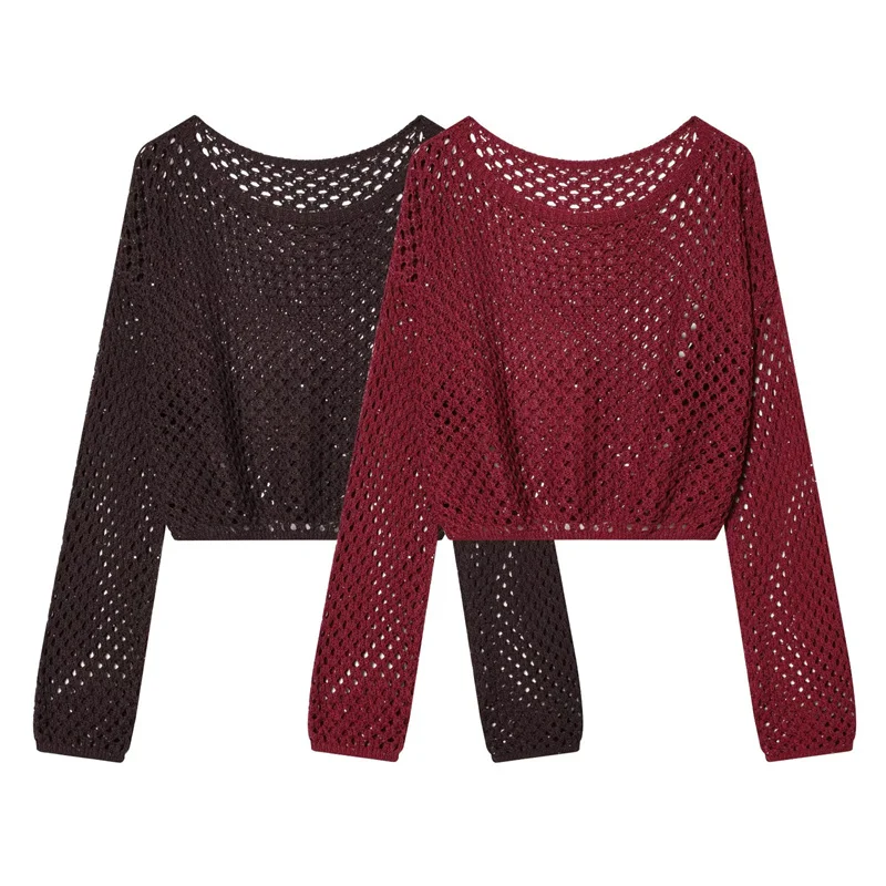 Summer Women's Casual Hollow Sequin Knitted Sweater Top 2026 New Fashion Round Neck Long Sleeved Short Pullover Sweater
Summer Women's Casual Hollow Sequin Knitted Sweater Top 2026 New Fashion Round Neck Long Sleeved Short Pullover Sweater