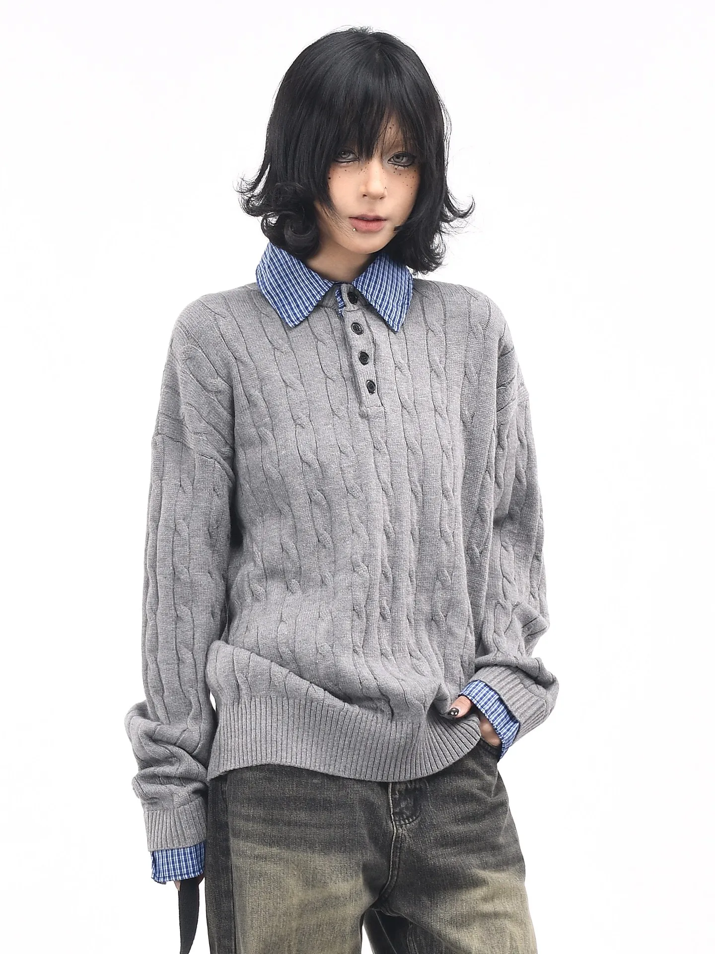 OV Original Retro Plaid Twist Knitwear Loose Casual Men's Women's Vintage Sle Button up Long Sve Sweater Jaet
OV Original Retro Plaid Twist Knitwear Loose Casual Men's Women's Vintage Sle Button up Long Sve Sweater Jaet