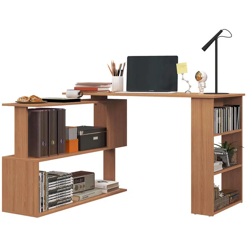360° Rotating Home Office Desk L Shaped Corner Computer Desk with Storage Shelves, Writing Table Workstation, Teak
360° Rotating Home Office Desk L Shaped Corner Computer Desk with Storage Shelves, Writing Table Workstation, Teak