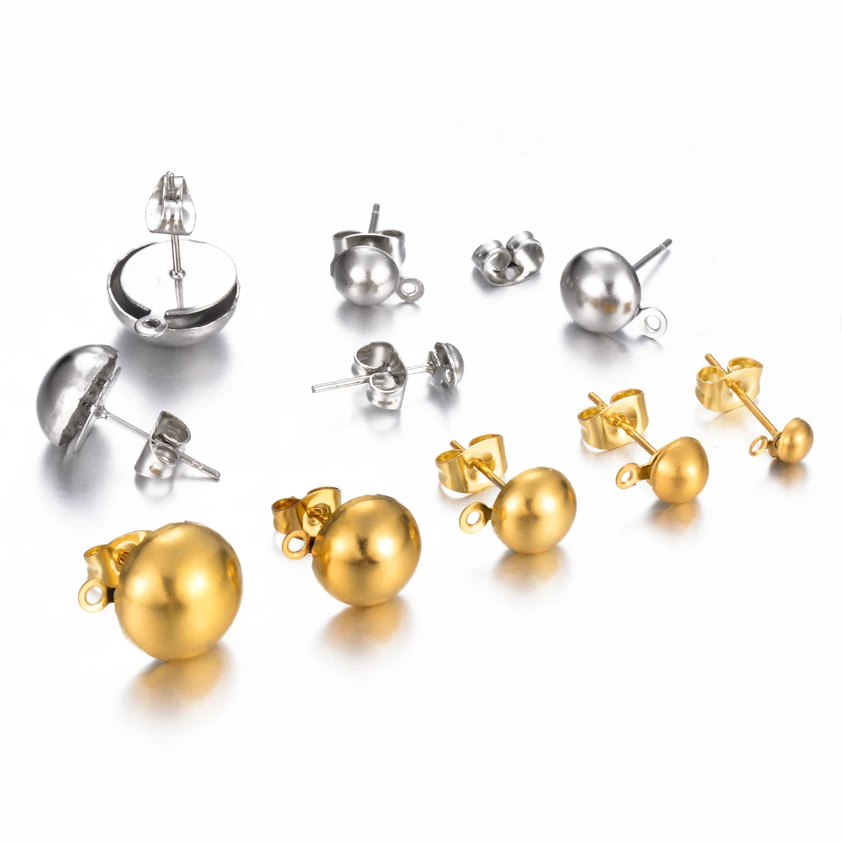 50Pcs Wholesale Stainless Steel Fashion Round Ear Studs With Loop Connector for DIY Earrings Jewelry Accessories Making
50Pcs Wholesale Stainless Steel Fashion Round Ear Studs With Loop Connector for DIY Earrings Jewelry Accessories Making