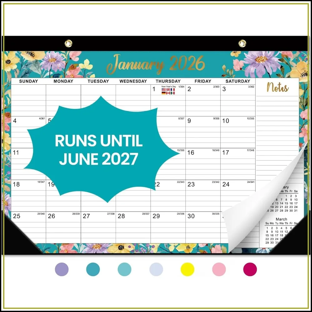 21-Month Desk Calendar 2026-2027, Large 17"x12" Monthly Planner for Home & Office, Floral Design
21-Month Desk Calendar 2026-2027, Large 17"x12" Monthly Planner for Home & Office, Floral Design