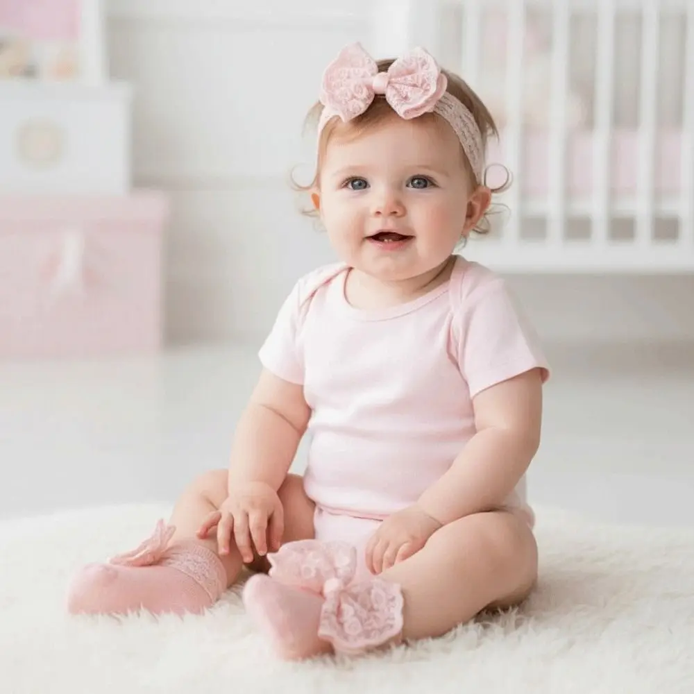 2Set Lace Bow Baby Headband Socks Set Korean Style Soft Baby Floor Sock Breathable Kawaii Elastic Hair Band 0-12 Months
2Set Lace Bow Baby Headband Socks Set Korean Style Soft Baby Floor Sock Breathable Kawaii Elastic Hair Band 0-12 Months