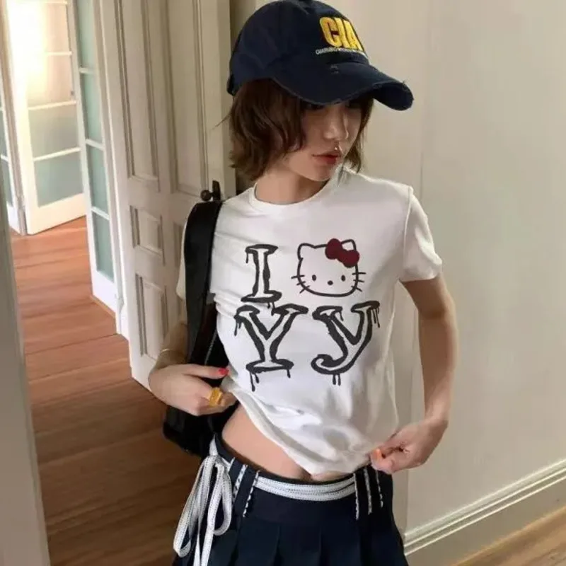 Sanrio Hello Kitty Funny Printed Short Sleeved T-shirt Women's Summer Y2K Hot Girls Short Top Korean Version Fashion Gothic Top
Sanrio Hello Kitty Funny Printed Short Sleeved T-shirt Women's Summer Y2K Hot Girls Short Top Korean Version Fashion Gothic Top