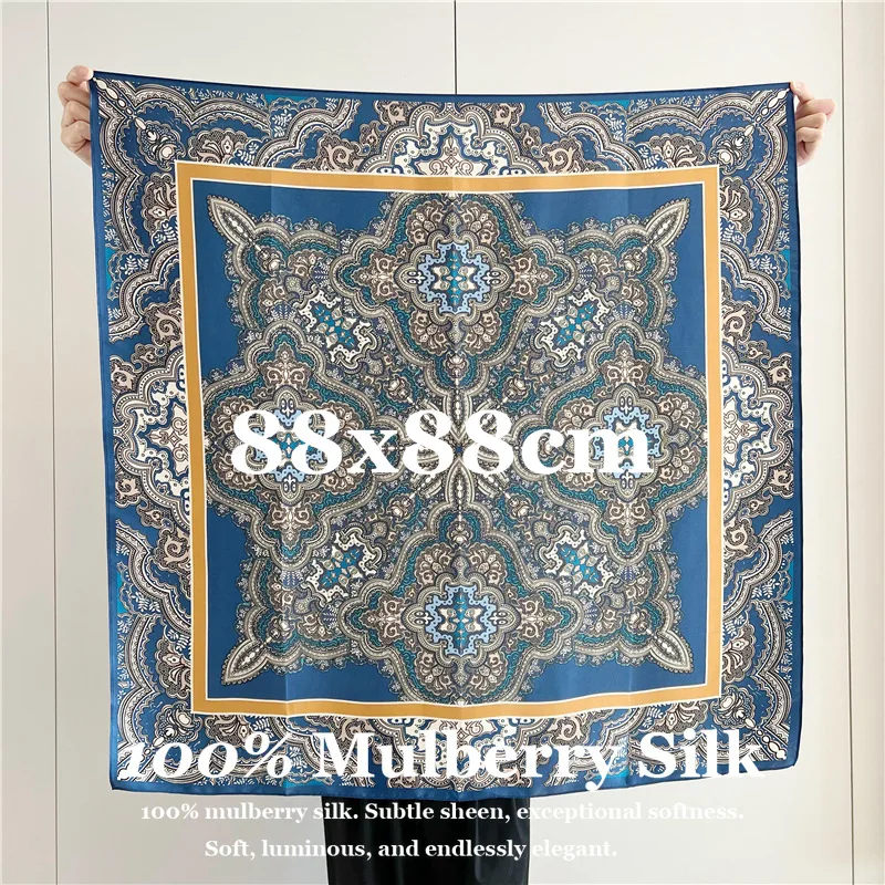 New 100% Pure Mulberry Silk Scarf 88x88cm Square Silk Twill Scarf for Women Elegant Printed Head Scarf Hijab Hair Bandana Shawl
New 100% Pure Mulberry Silk Scarf 88x88cm Square Silk Twill Scarf for Women Elegant Printed Head Scarf Hijab Hair Bandana Shawl