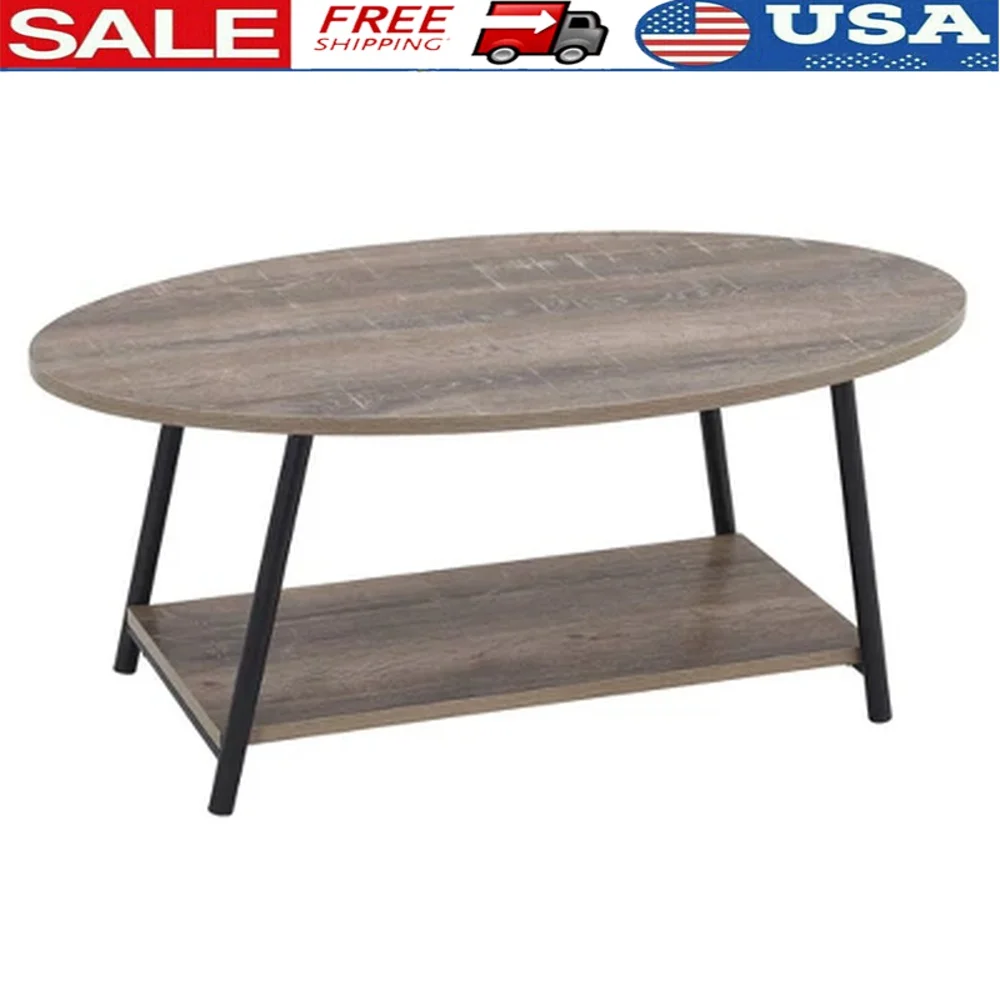 Modern Oval Coffee Table Ashwood Design Durable Iron Frame Lower Storage Shelf Easy Assembly Living Room Furniture
Modern Oval Coffee Table Ashwood Design Durable Iron Frame Lower Storage Shelf Easy Assembly Living Room Furniture