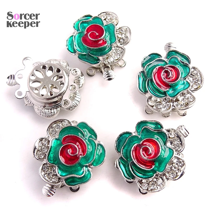 Silver Plated Enamel Flower Brass Box Clasps, 3-Strand End Clasps Connector For Bracelet Necklace DIY Jewelry Making BU389
Silver Plated Enamel Flower Brass Box Clasps, 3-Strand End Clasps Connector For Bracelet Necklace DIY Jewelry Making BU389