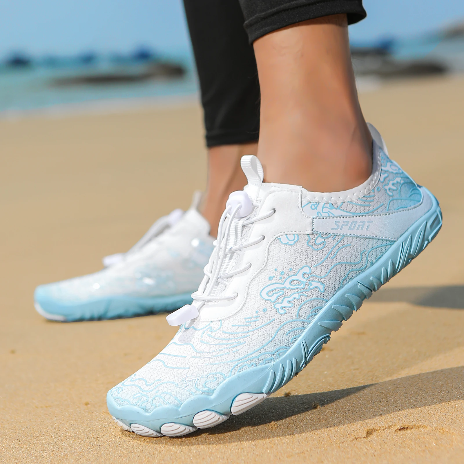 Light Blue Barefoot Water Shoes Men Women Quick Dry Anti-Slip Beach Aqua Sneakers for Swimming Wading Hiking Upstream
Light Blue Barefoot Water Shoes Men Women Quick Dry Anti-Slip Beach Aqua Sneakers for Swimming Wading Hiking Upstream