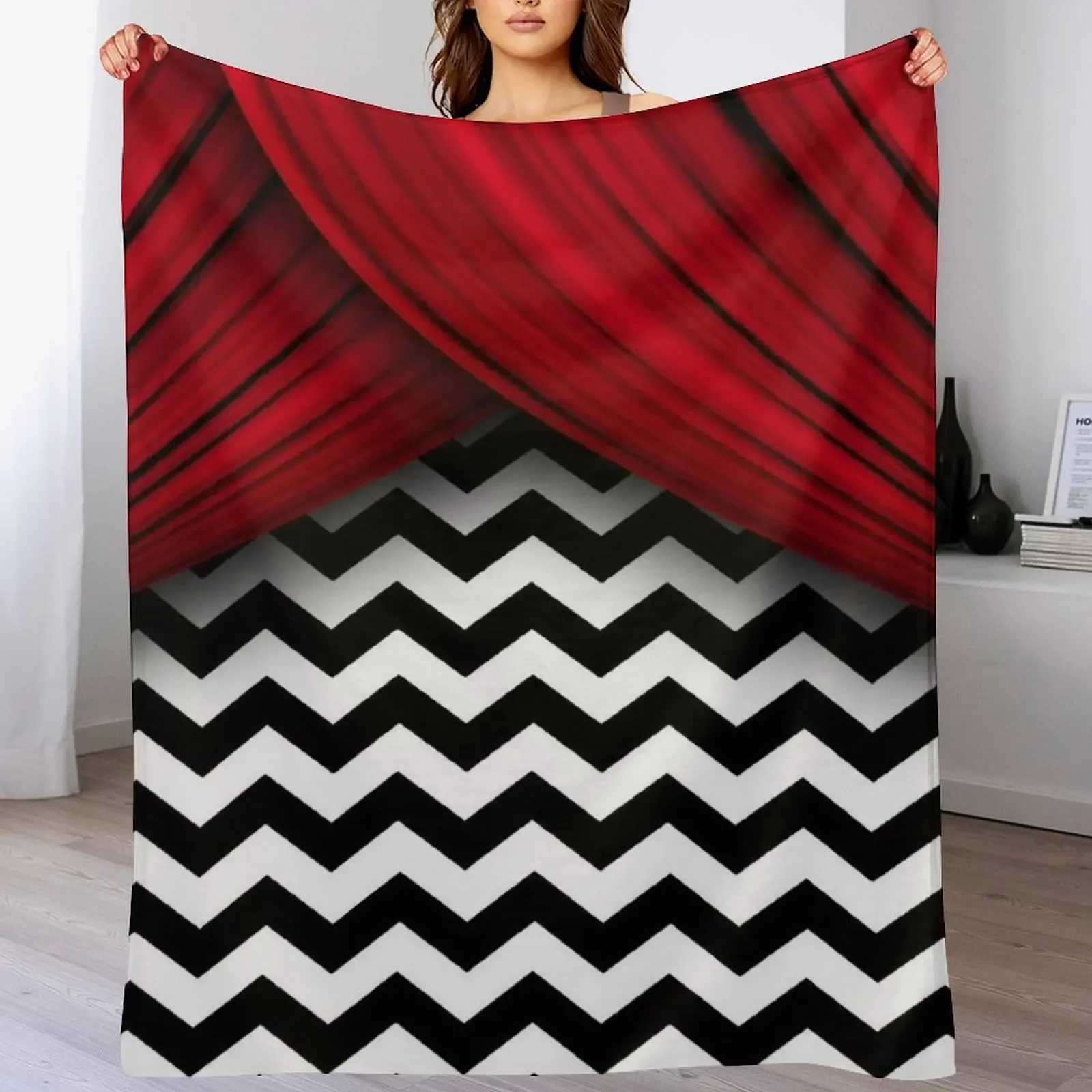 Twin Peaks Red Curtains Black and White Chevron Throw Blanket Soft Solid Color Blanket for Couch Bed
Twin Peaks Red Curtains Black and White Chevron Throw Blanket Soft Solid Color Blanket for Couch Bed