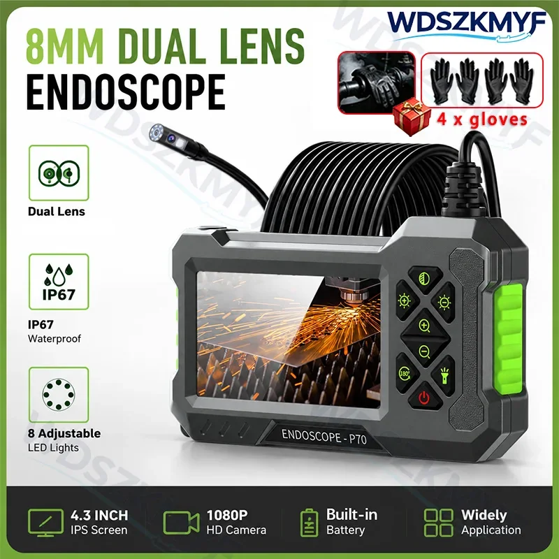 New IP67 Waterproof Industrial Endoscope 8mm HD Camera 4.3inch IPS Screen Light 8 LED Inspection Borescope for Pipe Car Repair
New IP67 Waterproof Industrial Endoscope 8mm HD Camera 4.3inch IPS Screen Light 8 LED Inspection Borescope for Pipe Car Repair