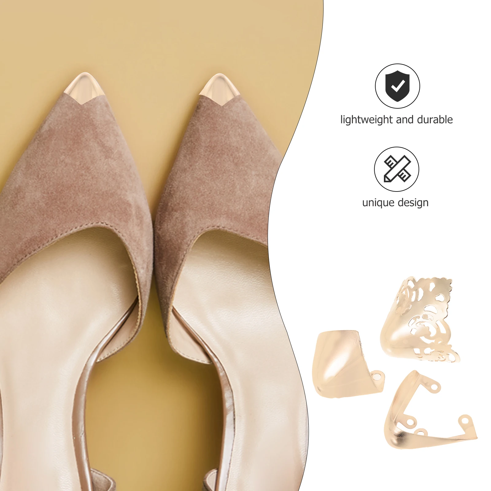 2 Pairs Metal Heel Caps Shoe Tip Protectors Boot Toe Guards High Heel Tip Covers Protective Durable Elegant Design for Women
2 Pairs Metal Heel Caps Shoe Tip Protectors Boot Toe Guards High Heel Tip Covers Protective Durable Elegant Design for Women