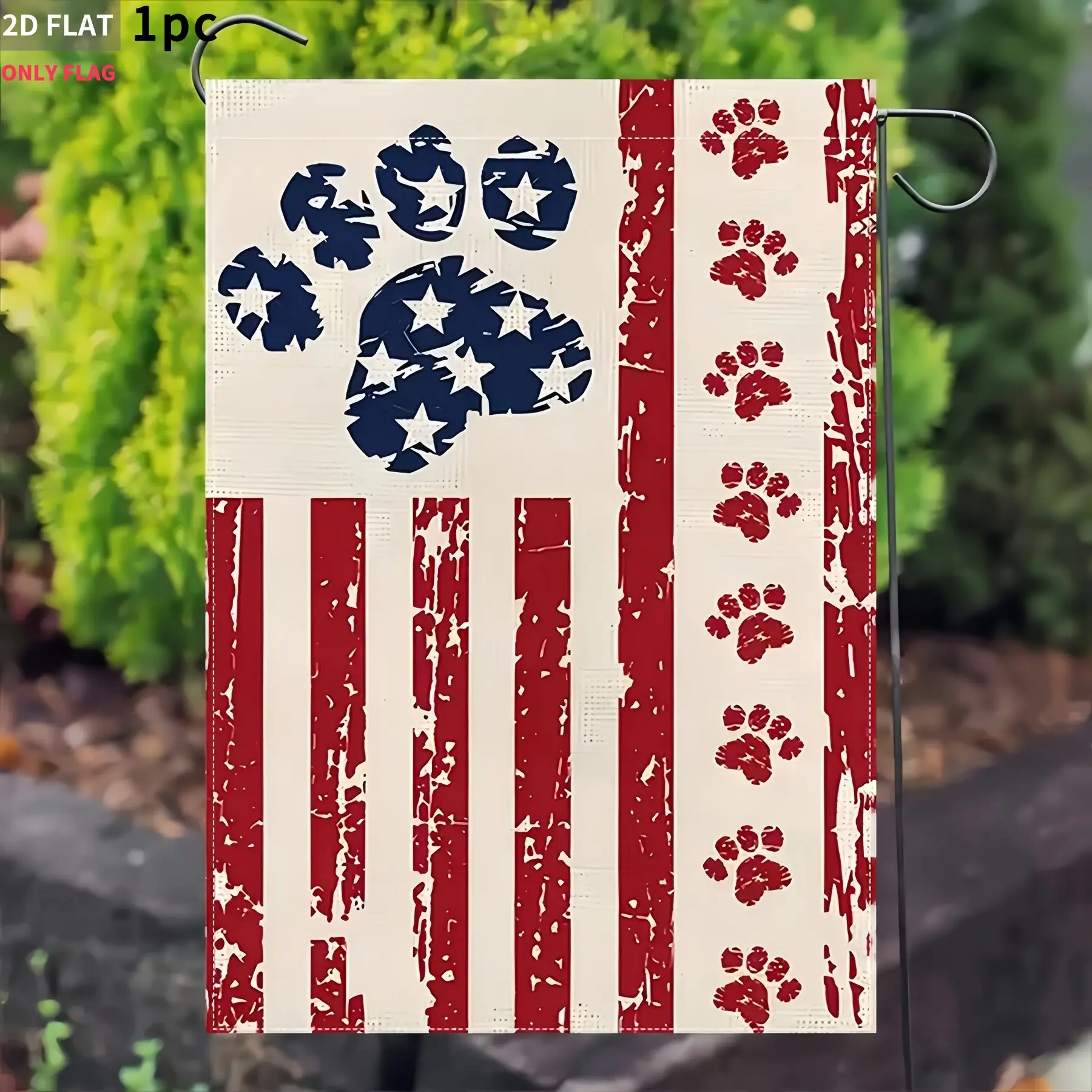 2D FLAT 1pc Double-Sided garden flag American Flag With Paw Prints Design 28x40 Inch Polyester fabric, Perfect for Patio, Garden
2D FLAT 1pc Double-Sided garden flag American Flag With Paw Prints Design 28x40 Inch Polyester fabric, Perfect for Patio, Garden