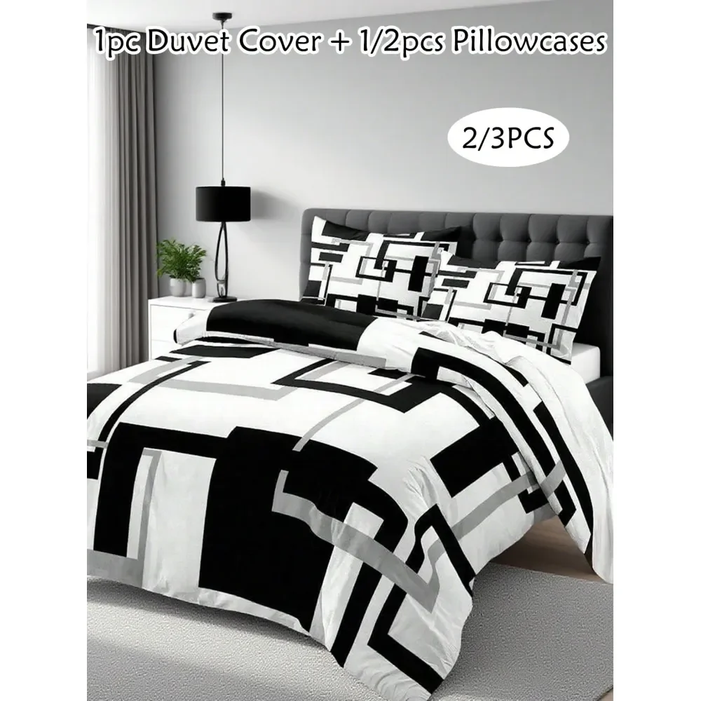 3pcs Geometic Pattern Digital Print Polyester Duvet Cover Set, Modern Bedding Set For All Seasons, Soft Breathable, Machine Was
3pcs Geometic Pattern Digital Print Polyester Duvet Cover Set, Modern Bedding Set For All Seasons, Soft Breathable, Machine Was