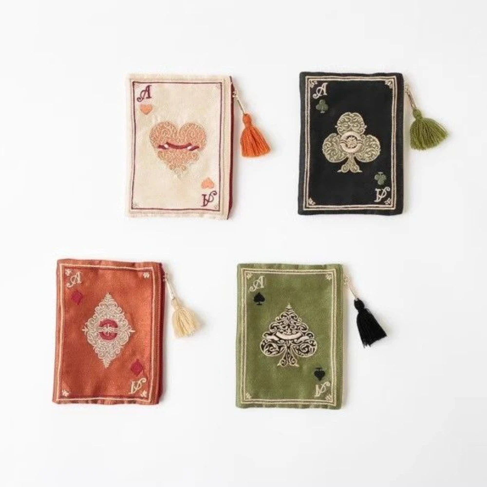 Japanese Bags Hand-embroidered Playing Card Pattern Cosmetic Bag Ethnic Style Portable Change Card Bag Retro Fringed Storage Bag
Japanese Bags Hand-embroidered Playing Card Pattern Cosmetic Bag Ethnic Style Portable Change Card Bag Retro Fringed Storage Bag
