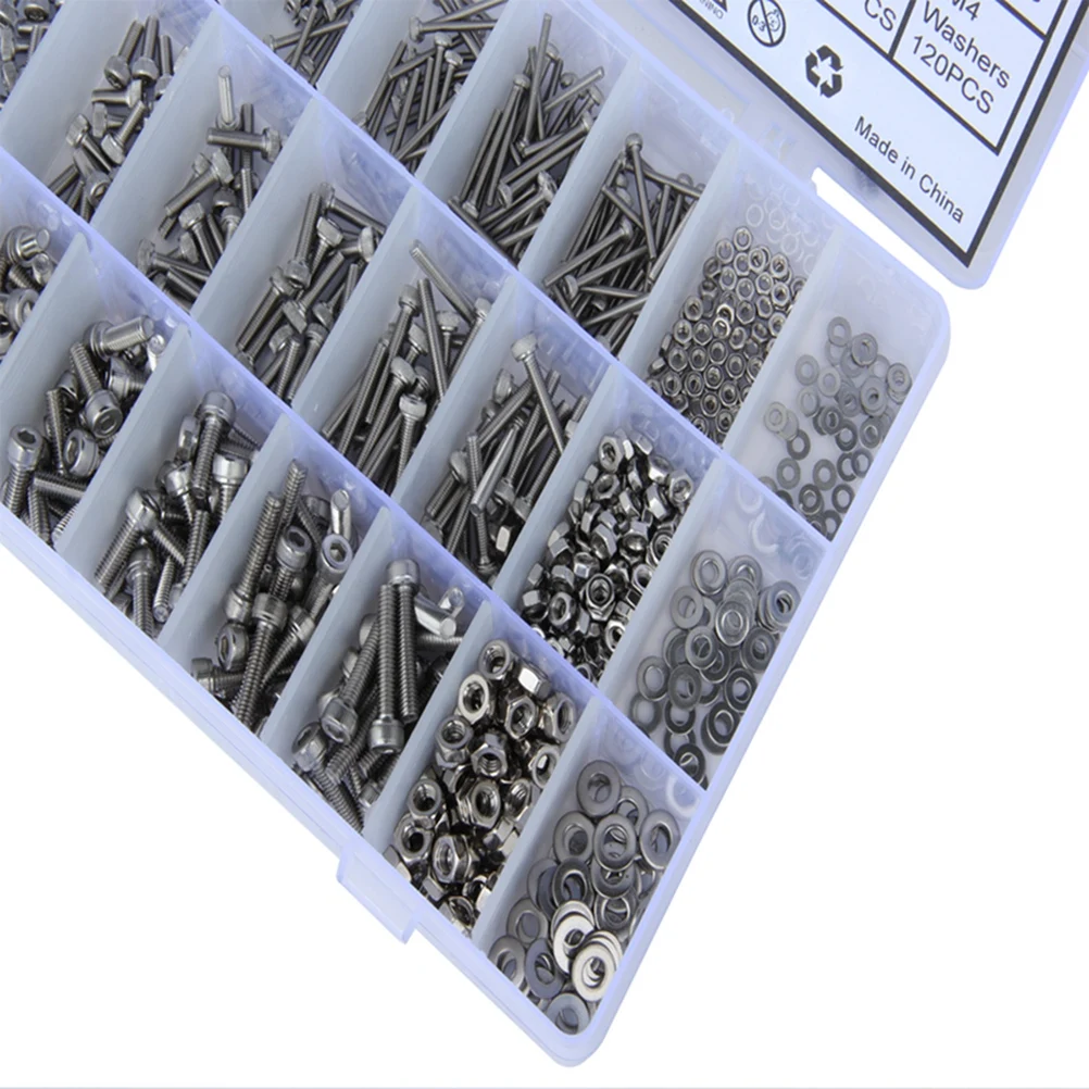 1080pcs Stainless Steel Screw Nut Washer Set 304 Hex Socket Head Fasteners Kit For Home Repair Machinery Tools Diy Projects Rust
1080pcs Stainless Steel Screw Nut Washer Set 304 Hex Socket Head Fasteners Kit For Home Repair Machinery Tools Diy Projects Rust