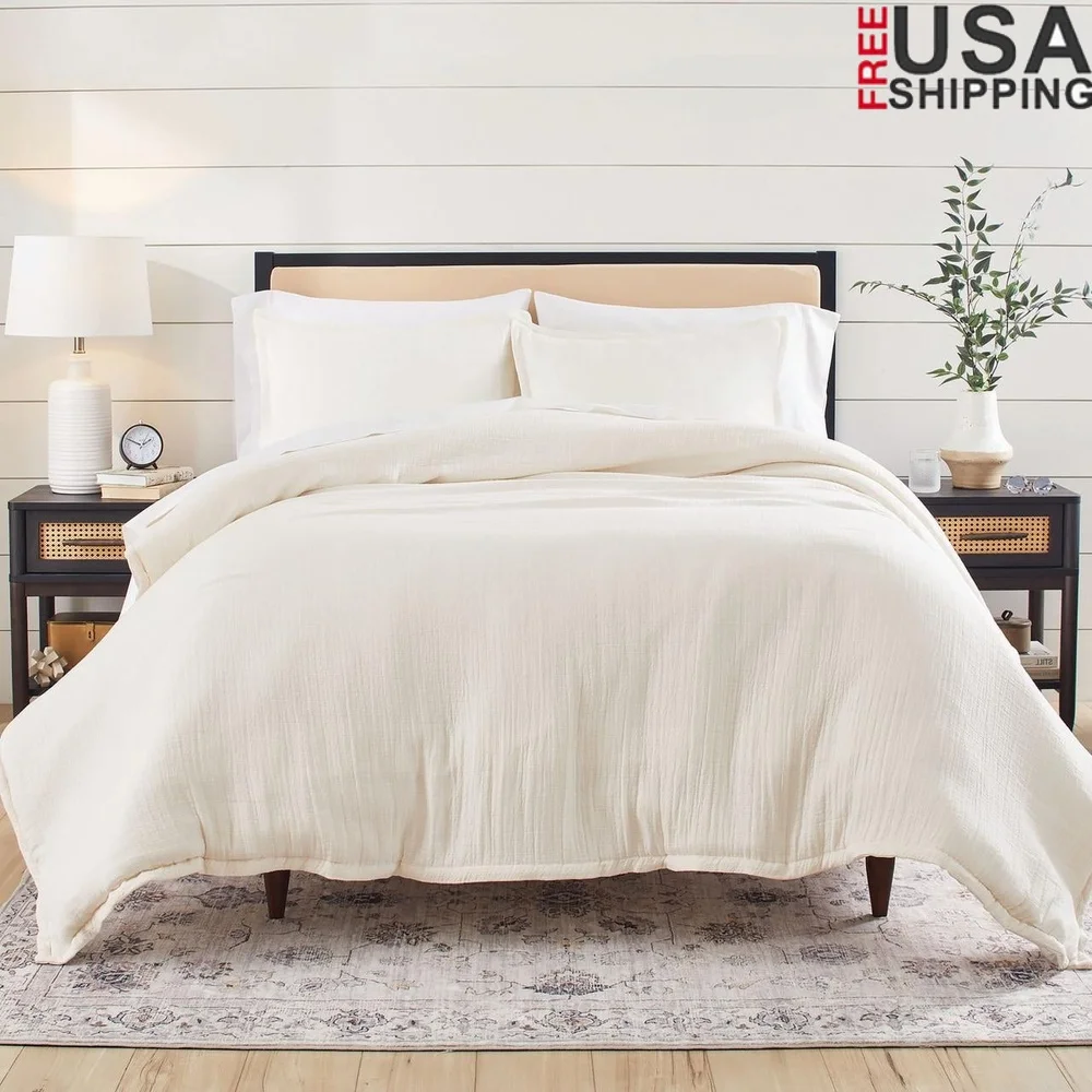 3 Piece Cream Gauze Comforter Set Full Queen Adult Bedding Set with Pillow Shams Machine Washable Reversible Polyester Fill
3 Piece Cream Gauze Comforter Set Full Queen Adult Bedding Set with Pillow Shams Machine Washable Reversible Polyester Fill