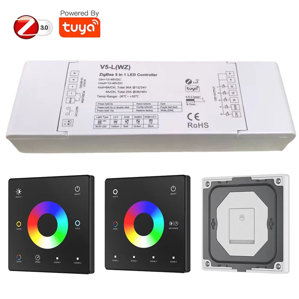 30A Tuya Zigbee 5in1 Smart Led Controller Dimmable 12V 24V Single CCT RGBW RGB+CCT Strip RF Touch Control For Alexa Google Home
30A Tuya Zigbee 5in1 Smart Led Controller Dimmable 12V 24V Single CCT RGBW RGB+CCT Strip RF Touch Control For Alexa Google Home