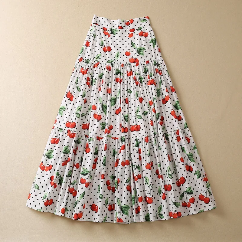 European and American women's clothes 2023 spring new Cherry polka dot print fashion pleated cotton skirt
European and American women's clothes 2023 spring new Cherry polka dot print fashion pleated cotton skirt