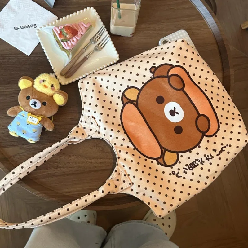 Сумка-тоут в горошек Rilakkuma Y2K с иллюстрацией и принтом, мультяшная сумка на одно плечо, студенческая сумка на молнии, большая вместительная сумка, новинка
Сумка-тоут в горошек Rilakkuma Y2K с иллюстрацией и принтом, мультяшная сумка на одно плечо, студенческая сумка на молнии, большая вместительная сумка, новинка