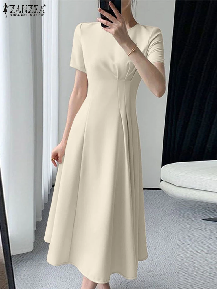 ZANZEA Elegant Short Sleeve Party Vestidos Streetwear 2025 Fashion Pleated-Waist Women's Midi Dresses O-Neck A-line Robes Femme
ZANZEA Elegant Short Sleeve Party Vestidos Streetwear 2025 Fashion Pleated-Waist Women's Midi Dresses O-Neck A-line Robes Femme
