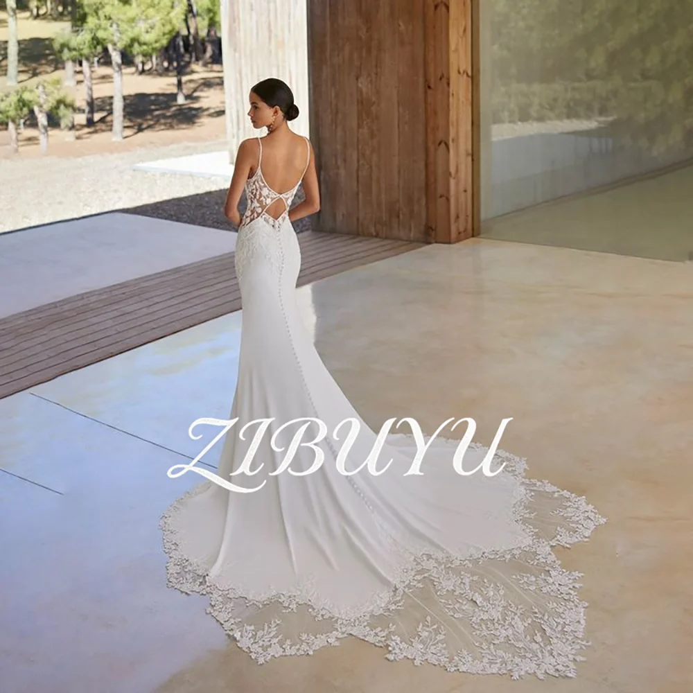 ZIBUYU Customized Mermaid Lace Elegant Wedding Dress Spaghetti Straps Deep V Neck Floral Lace Appliques Sleeveless Bridal Gowns
ZIBUYU Customized Mermaid Lace Elegant Wedding Dress Spaghetti Straps Deep V Neck Floral Lace Appliques Sleeveless Bridal Gowns