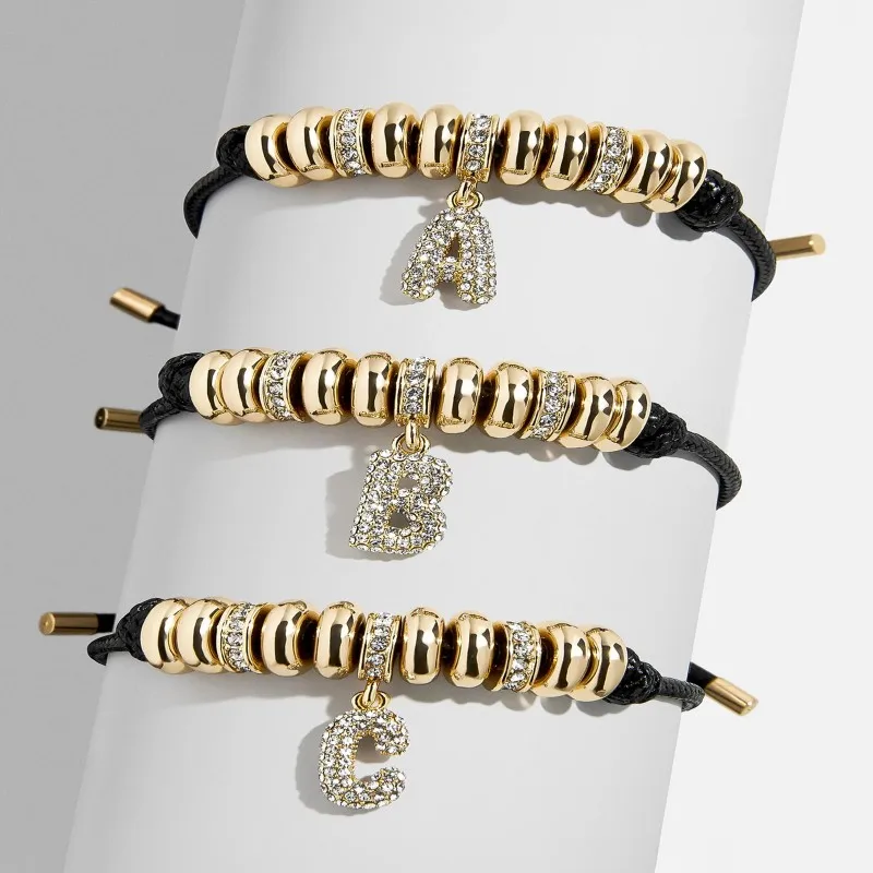 Initial Pull-Tie Bracelet Cubic Zircon Initial Letter Adjustable Bracelet Round Zircon Pendant 26 Letters in Gold Women's Gift
Initial Pull-Tie Bracelet Cubic Zircon Initial Letter Adjustable Bracelet Round Zircon Pendant 26 Letters in Gold Women's Gift