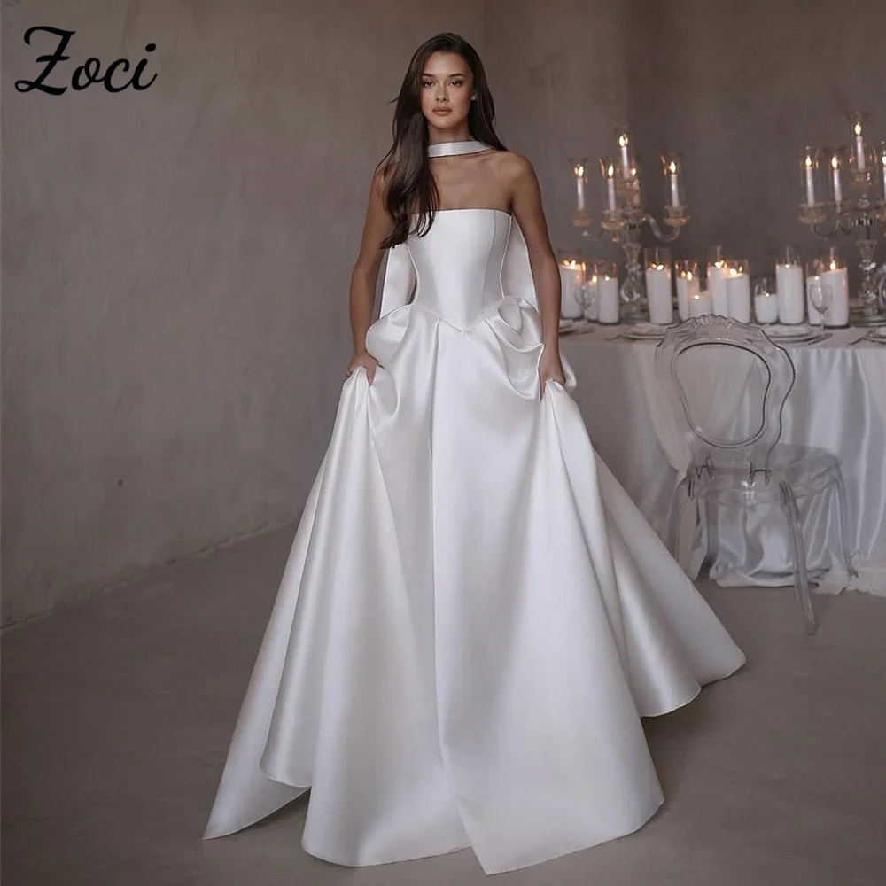 Zoci Princess Strapless A Line Wedding Dresses Customized vestidos de novia boda Satin Beach Bride Dress Backless Bridal Dress
Zoci Princess Strapless A Line Wedding Dresses Customized vestidos de novia boda Satin Beach Bride Dress Backless Bridal Dress