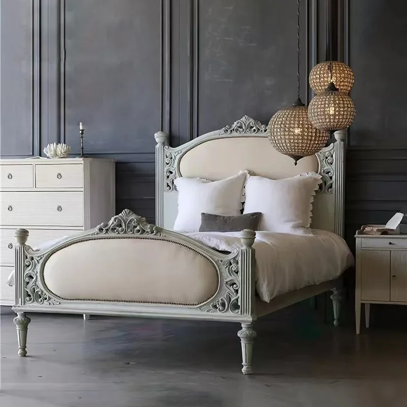 Light luxury solid wood double bed, master bedroom 1.8 meters simple post-modern simple wedding bed fabric French princess bed
Light luxury solid wood double bed, master bedroom 1.8 meters simple post-modern simple wedding bed fabric French princess bed