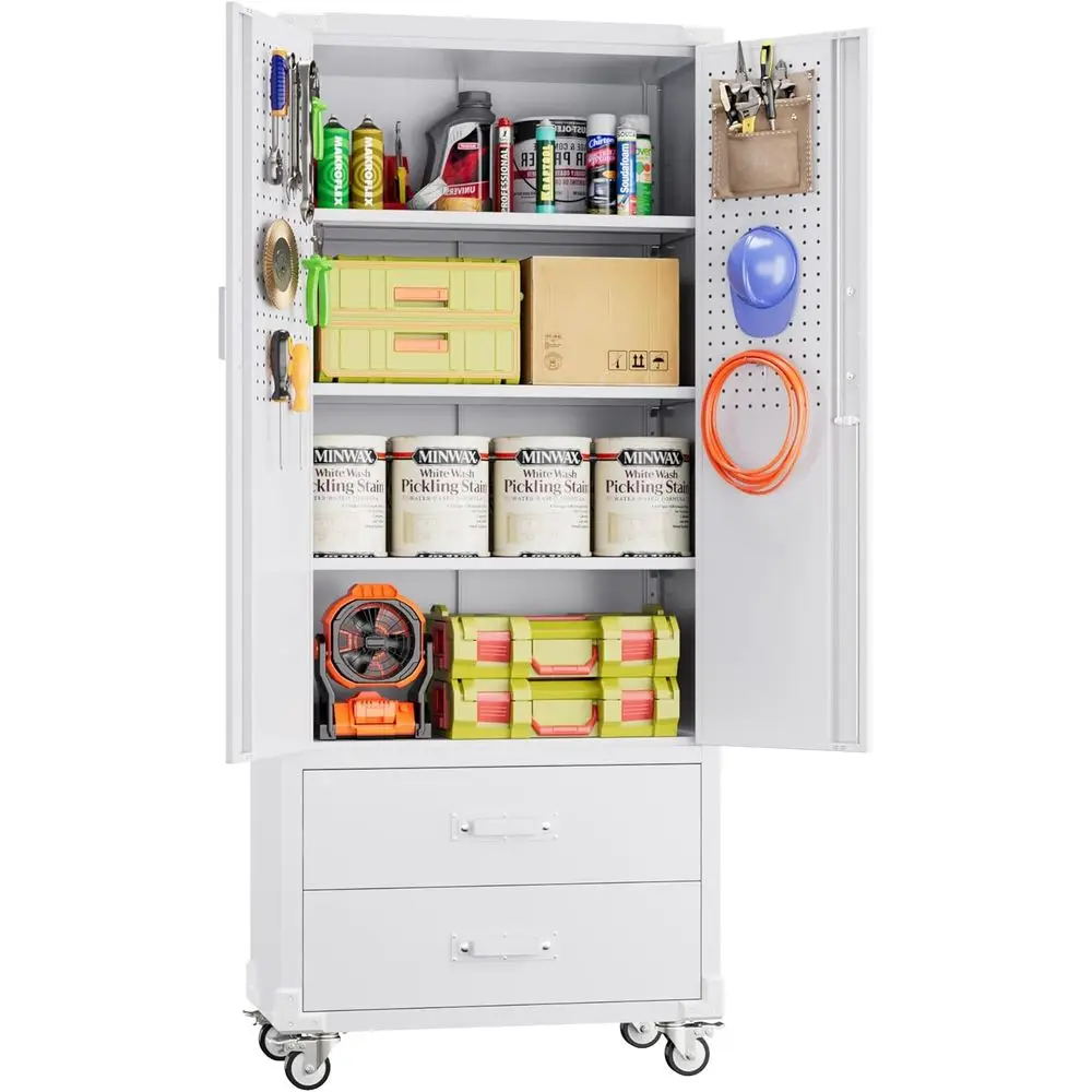 Enhanced Rolling Storage Cabinet with Wheels, 2 Drawers, Lockable, White
Enhanced Rolling Storage Cabinet with Wheels, 2 Drawers, Lockable, White