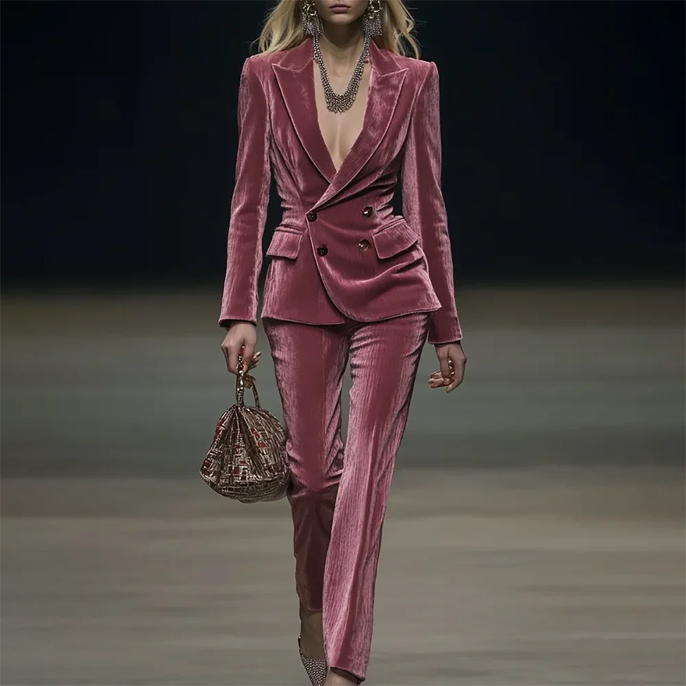 Rose Velet Women Suit Set Casual Blazer Slim Fit 2025 Trendy Double-breasted 2Pieces Streetwear Ladies Autumn Winter Outfit
Rose Velet Women Suit Set Casual Blazer Slim Fit 2025 Trendy Double-breasted 2Pieces Streetwear Ladies Autumn Winter Outfit
