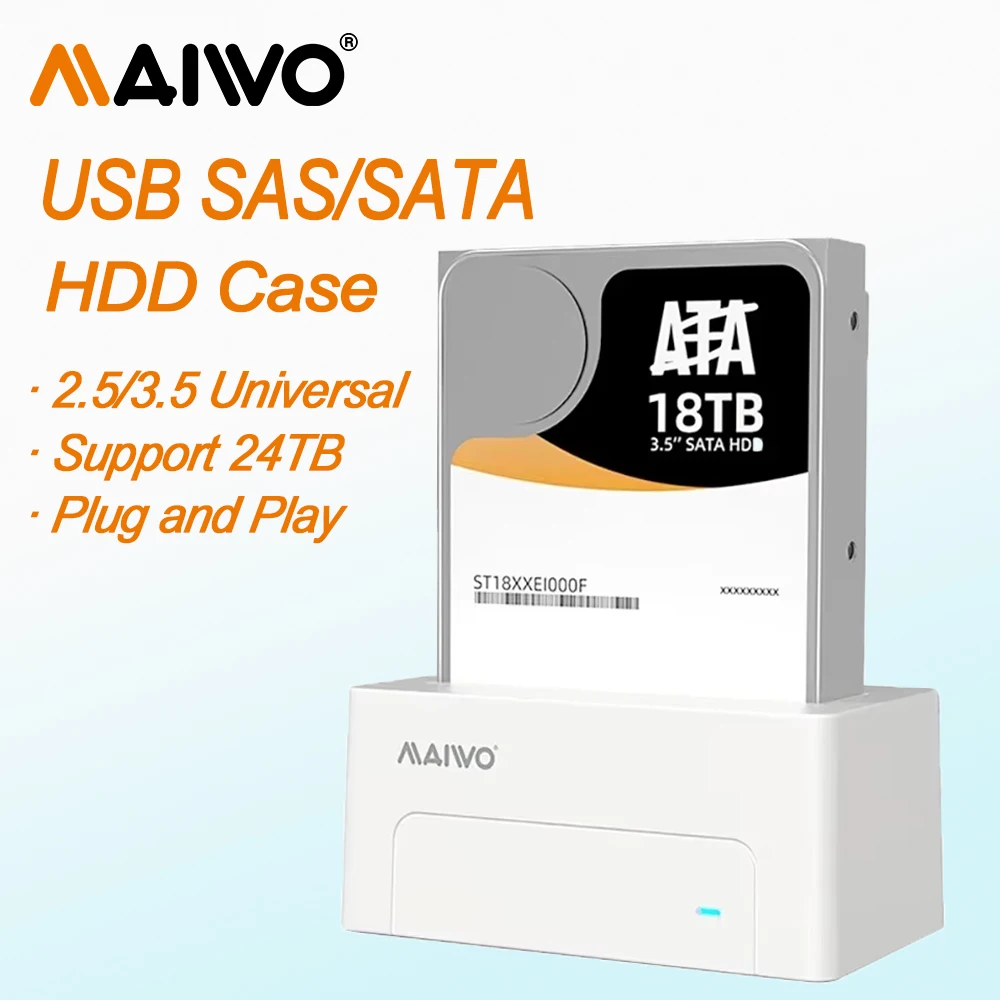 MAIWO SAS HDD Case Hard Drive Docking Station for 2.5"/3.5" HDD SSD Disk Case SATA To USB 3.0 HDD Docking Station Support 22TB
MAIWO SAS HDD Case Hard Drive Docking Station for 2.5"/3.5" HDD SSD Disk Case SATA To USB 3.0 HDD Docking Station Support 22TB